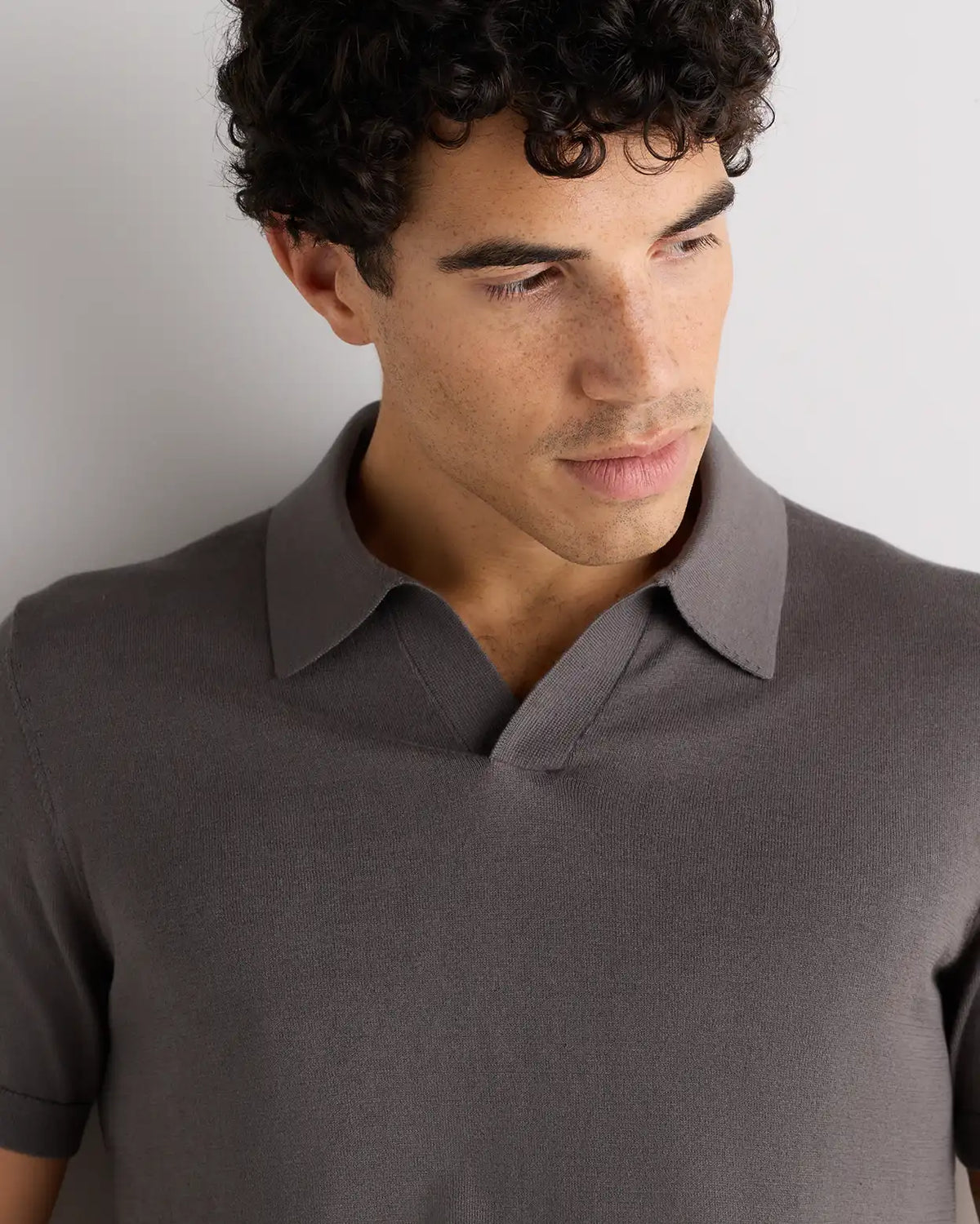 Cotton-Silk Johnny Collar Polo