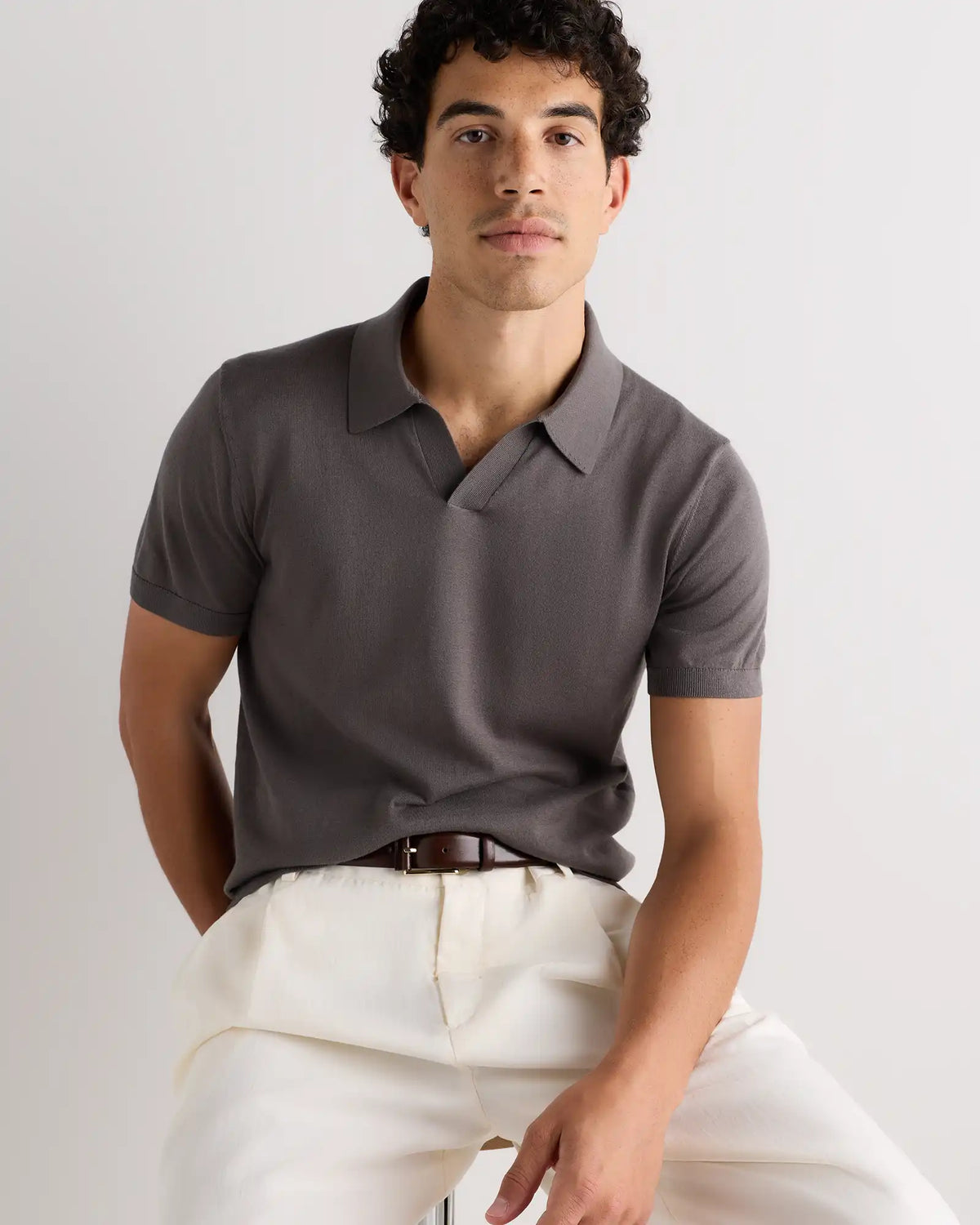 Cotton-Silk Johnny Collar Polo
