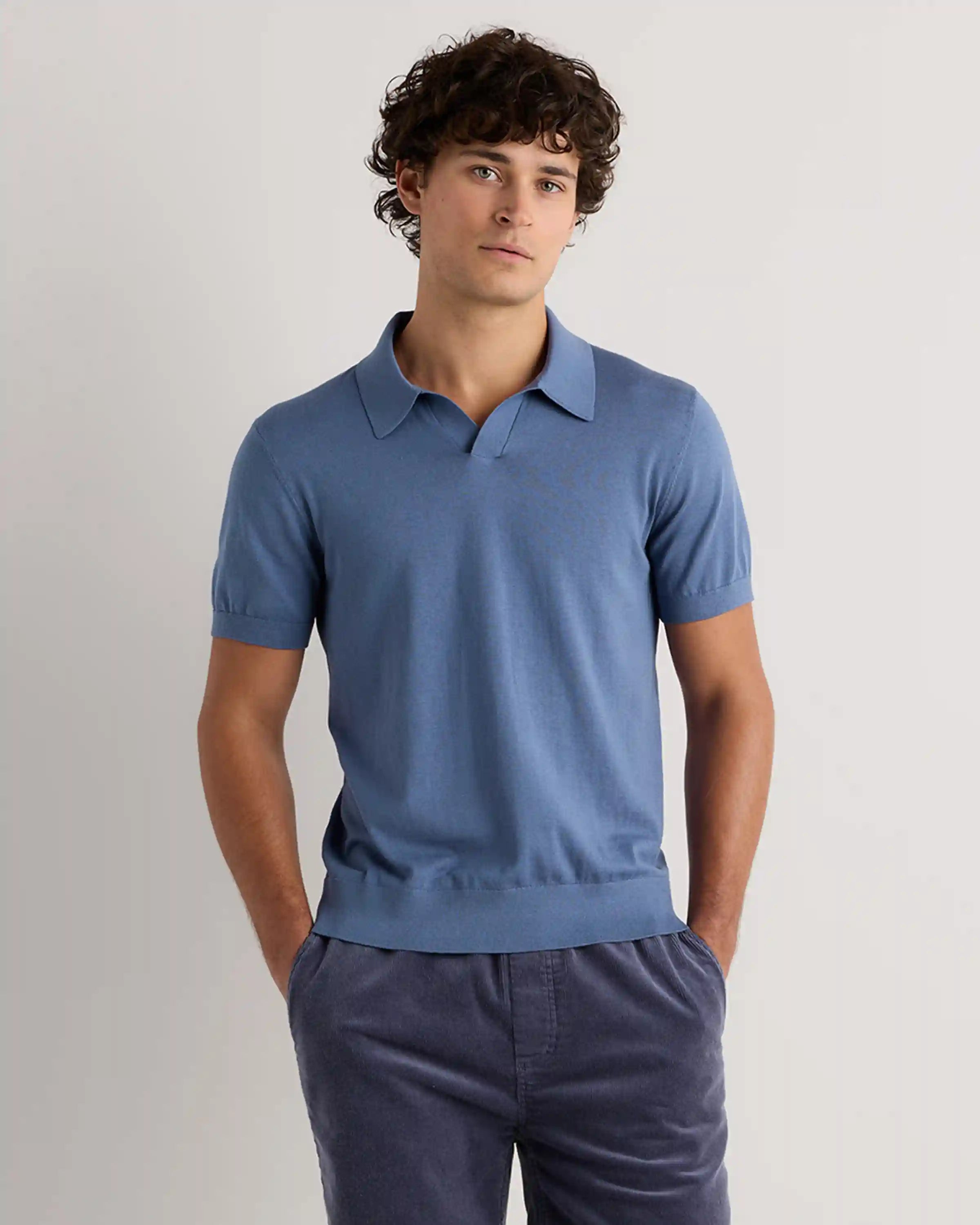 Cotton-Silk Johnny Collar Polo