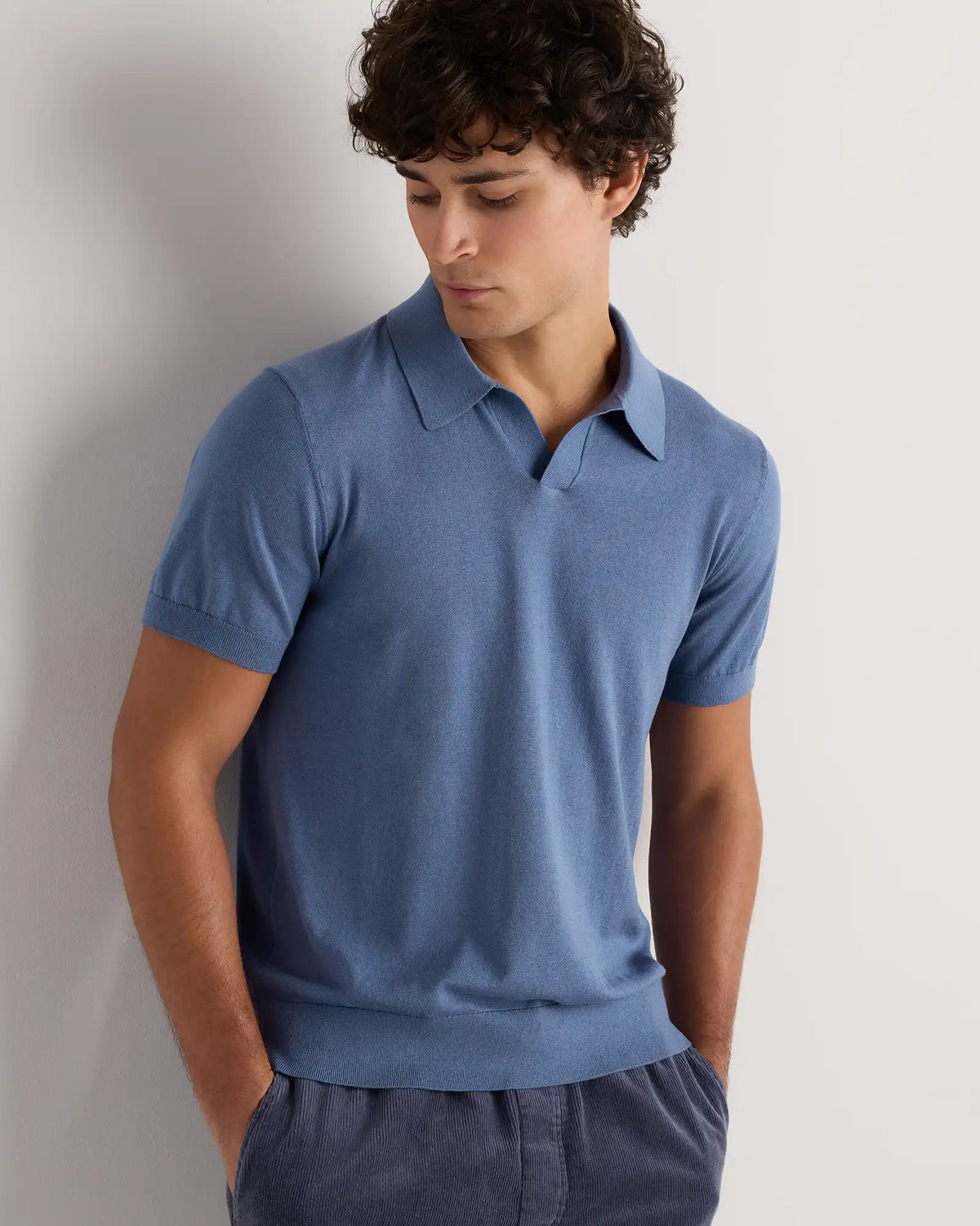 Cotton-Silk Johnny Collar Polo