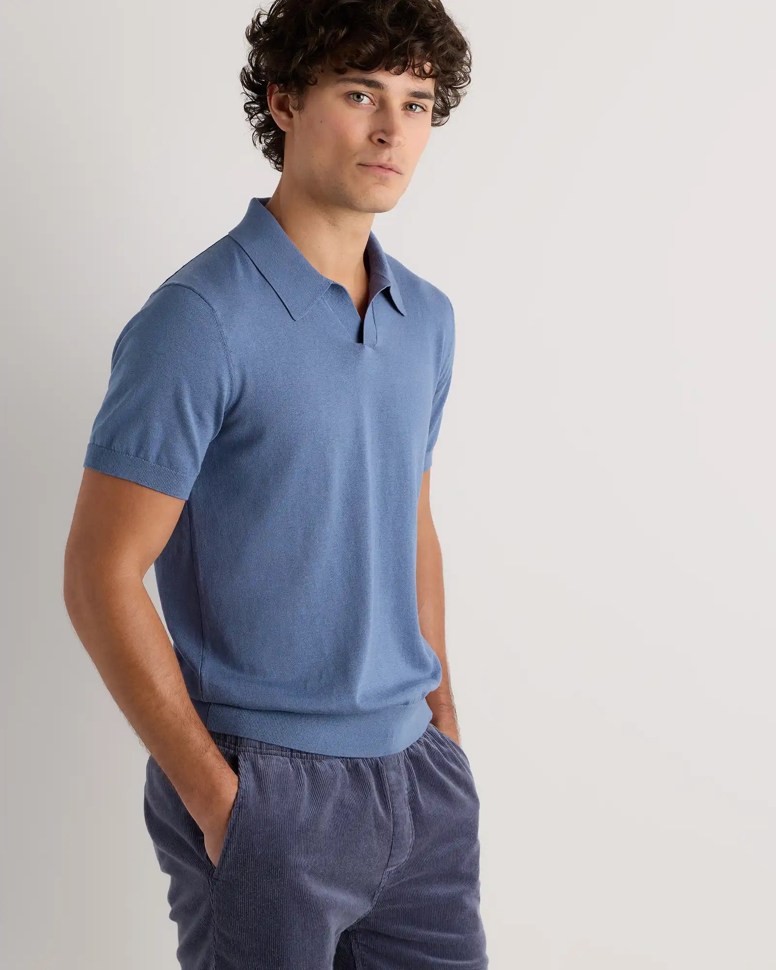 Cotton-Silk Johnny Collar Polo