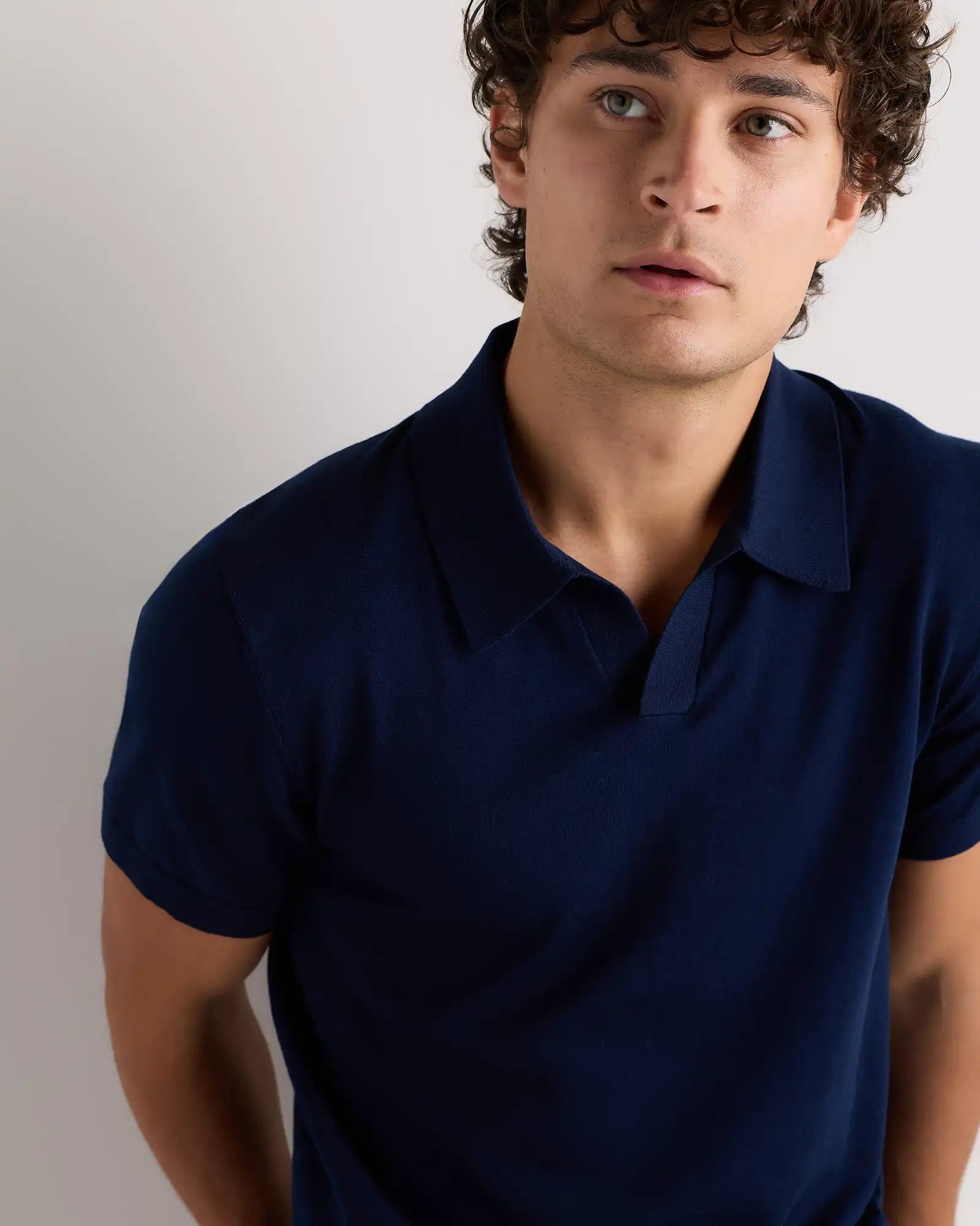 Cotton-Silk Johnny Collar Polo