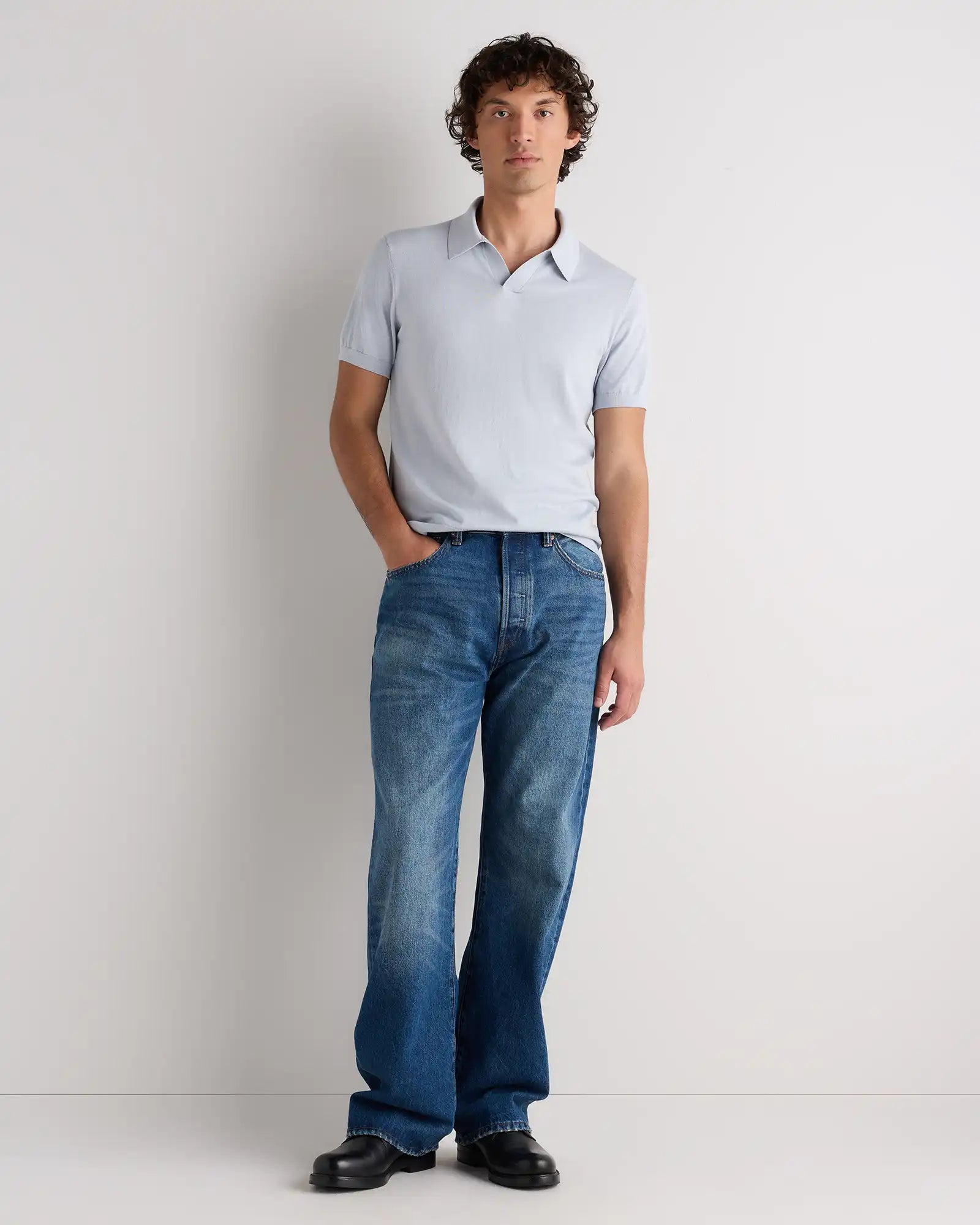 Cotton-Silk Johnny Collar Polo
