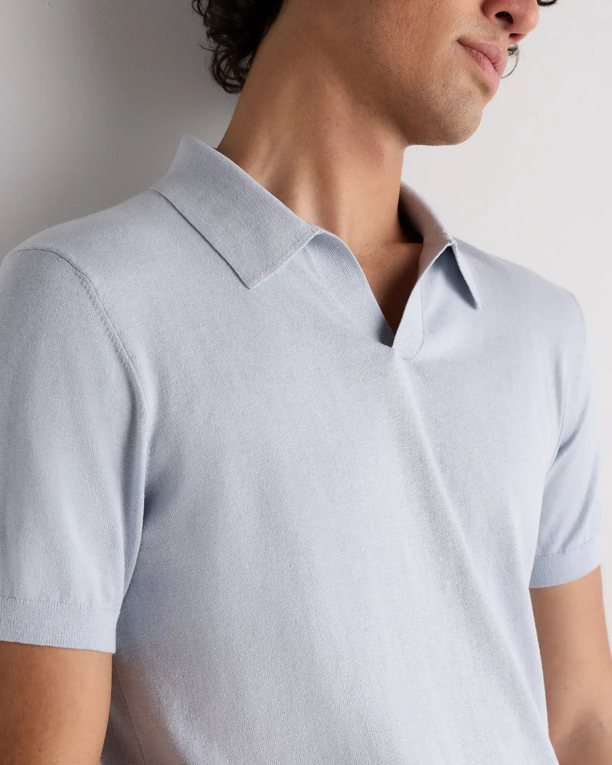 Cotton-Silk Johnny Collar Polo
