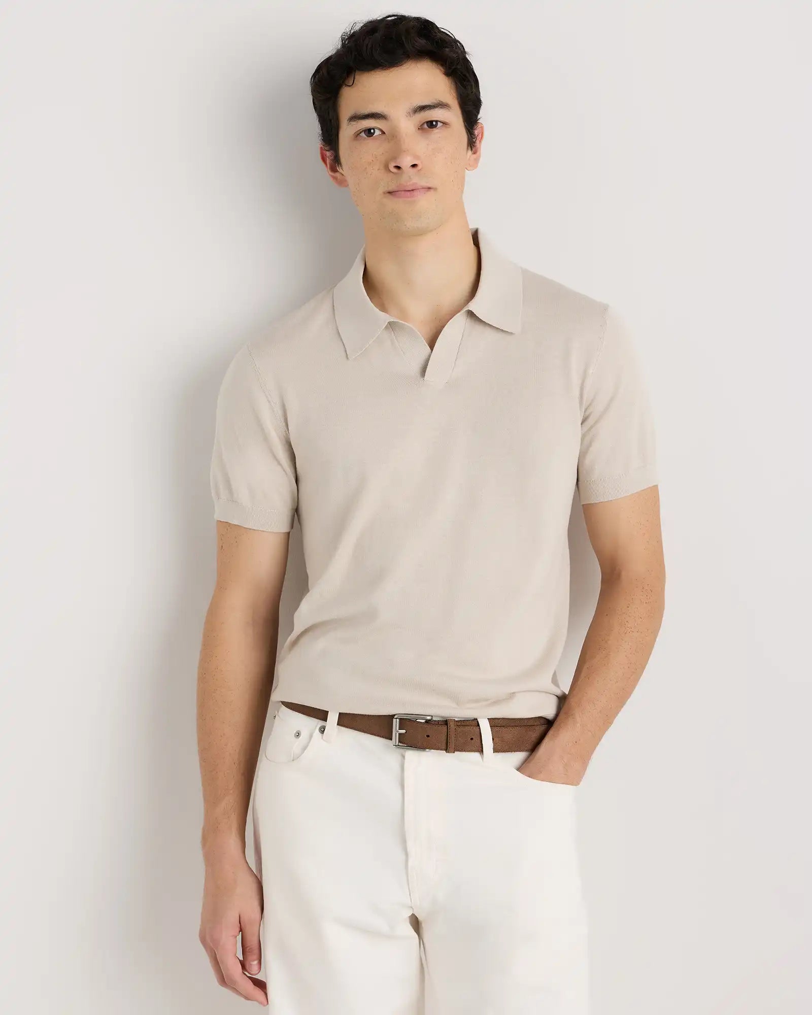 Cotton-Silk Johnny Collar Polo