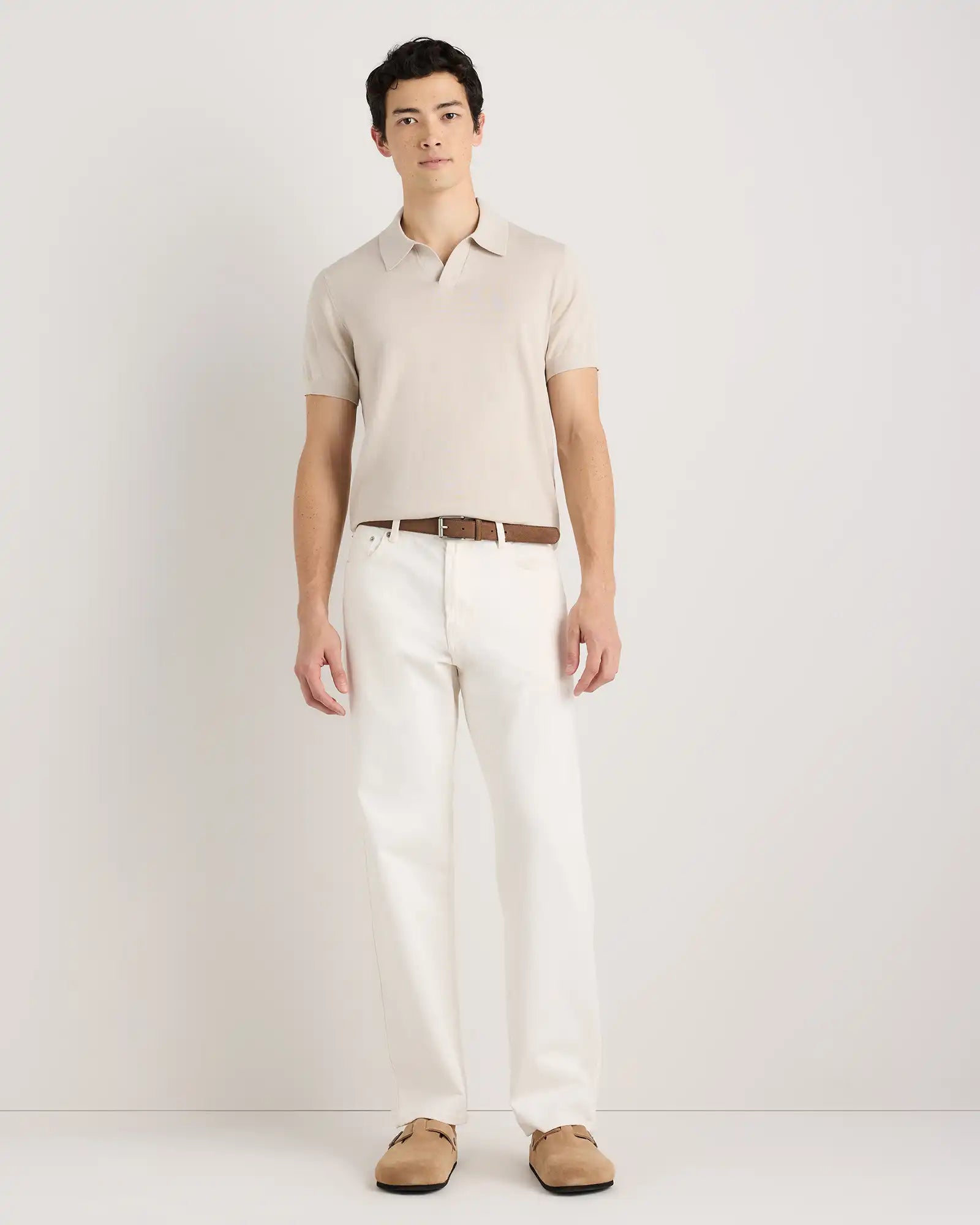 Cotton-Silk Johnny Collar Polo