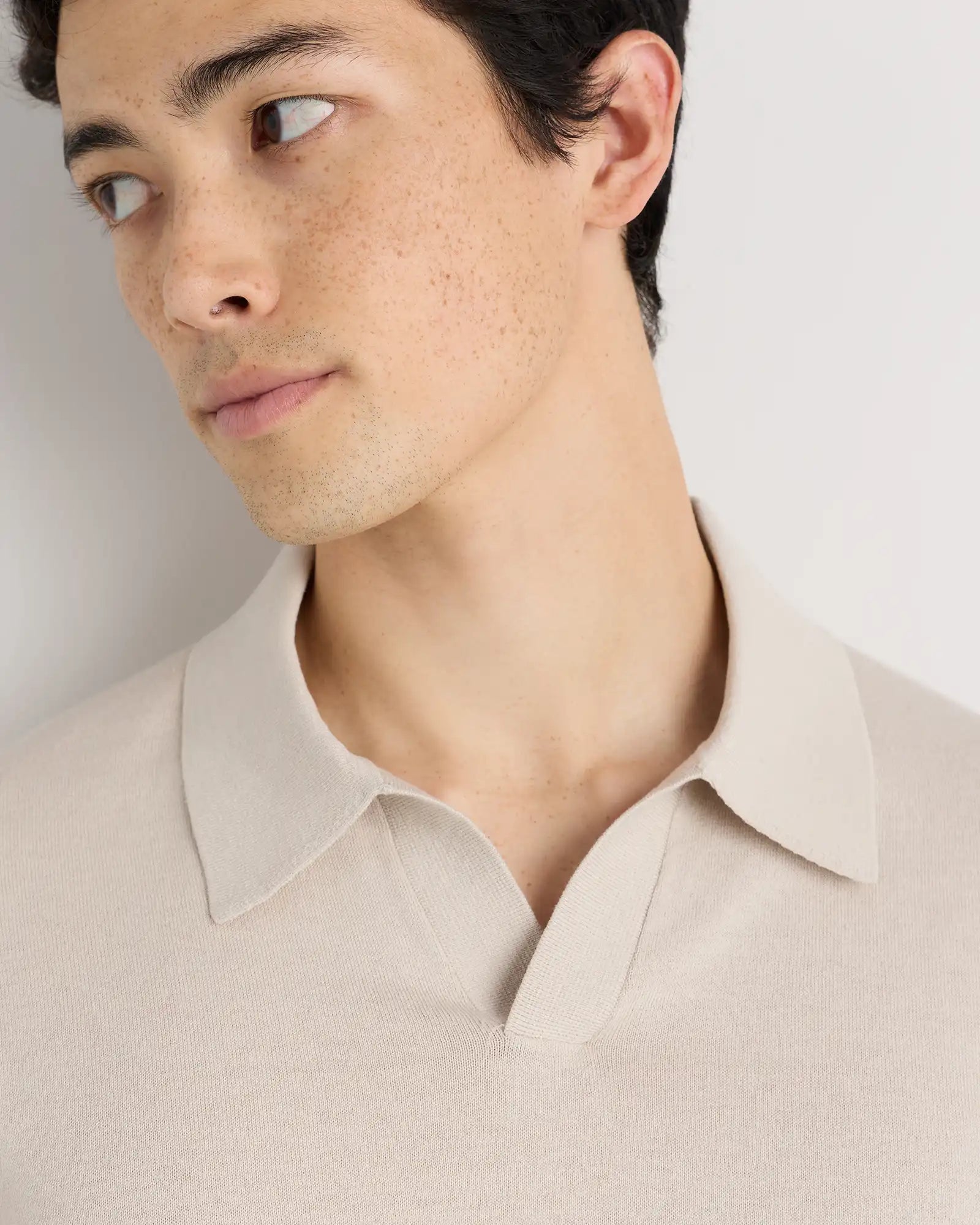 Cotton-Silk Johnny Collar Polo