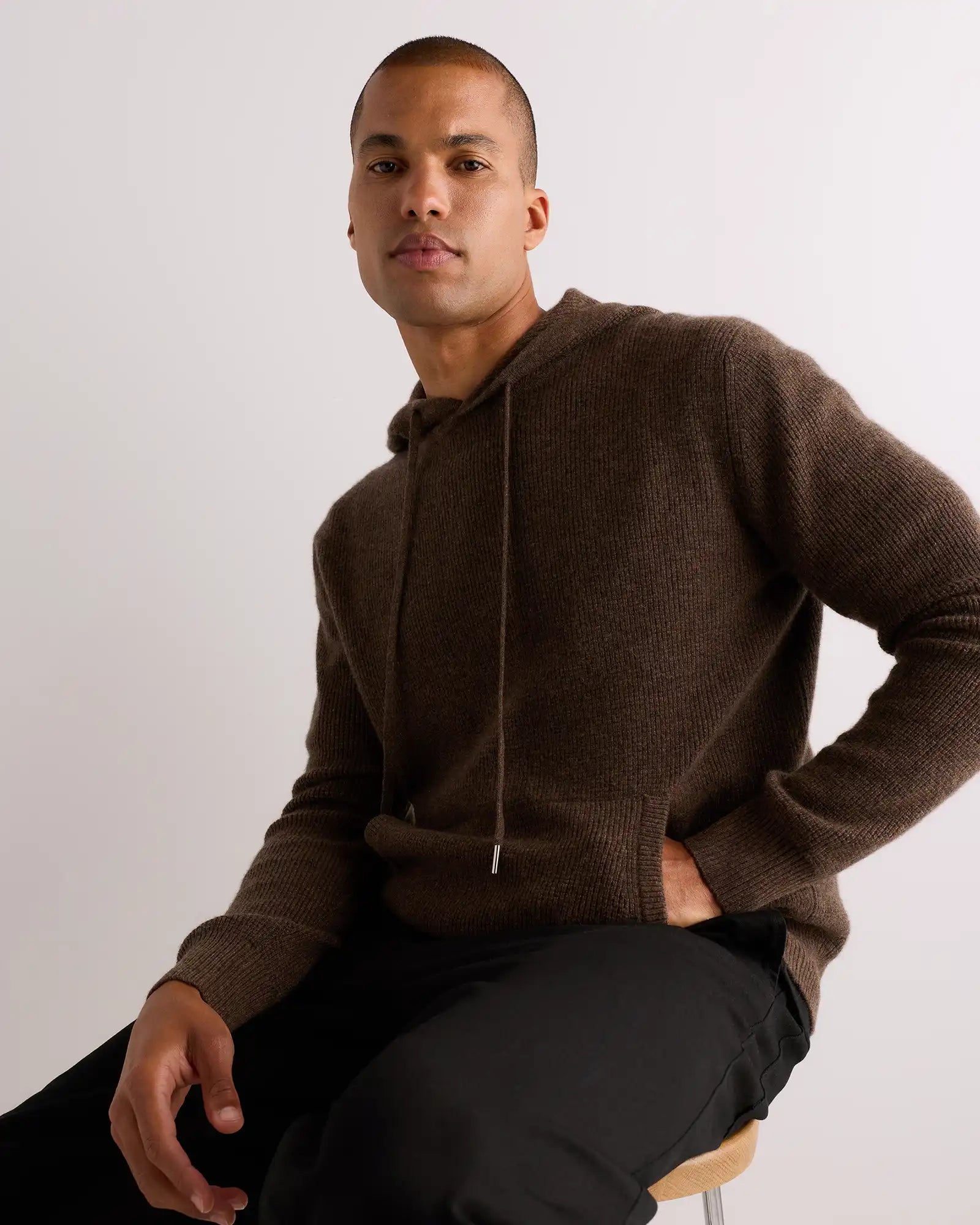 100% Mongolian Cashmere Waffle Hoodie