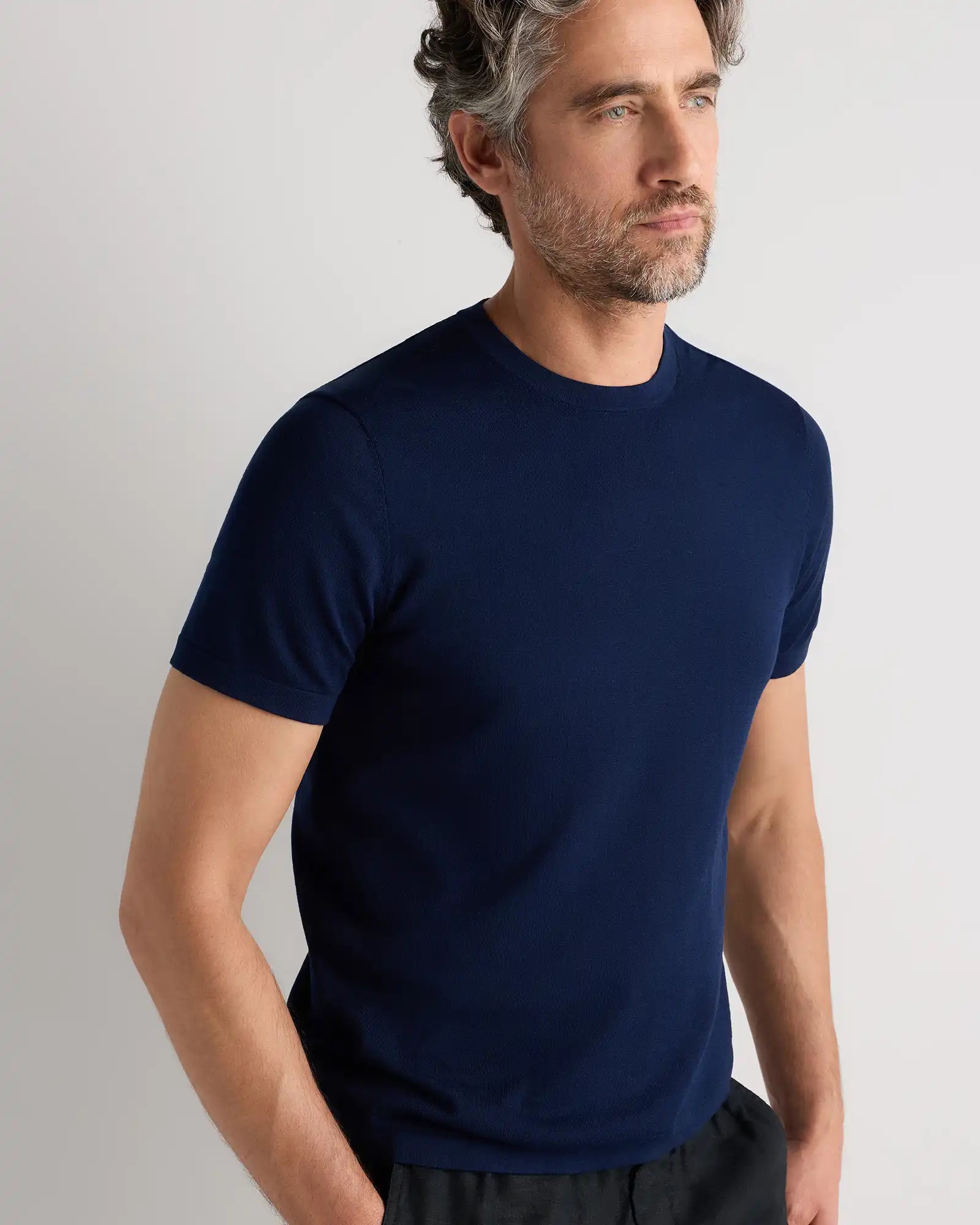 Cotton-Silk Short Sleeve Crewneck Sweater