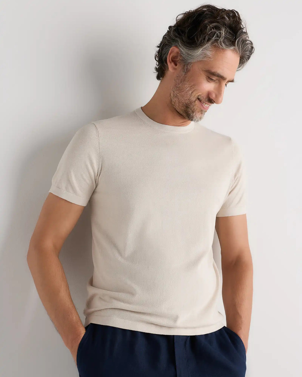 Cotton-Silk Short Sleeve Crewneck Sweater