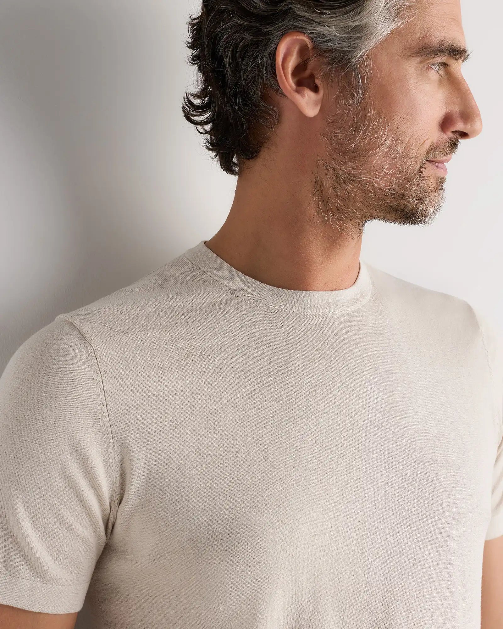 Cotton-Silk Short Sleeve Crewneck Sweater