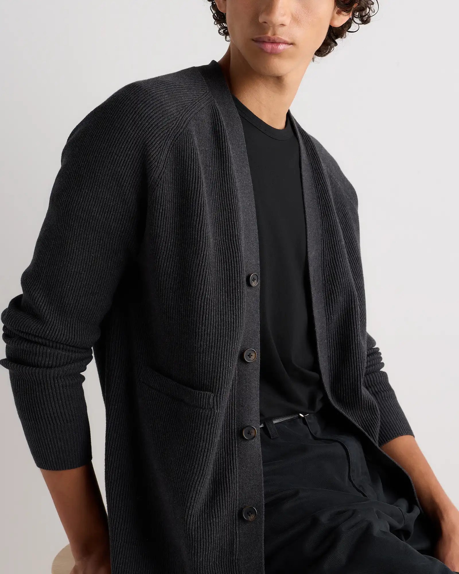 100% Organic Cotton Ribbed Cardigan