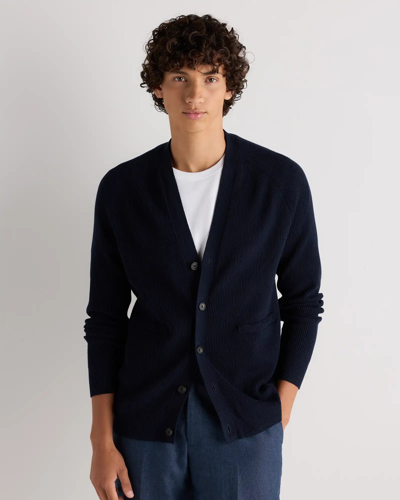 100% Organic Cotton Ribbed Cardigan