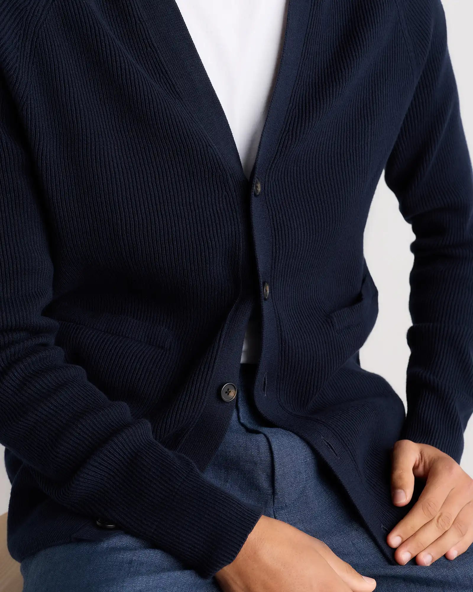100% Organic Cotton Ribbed Cardigan