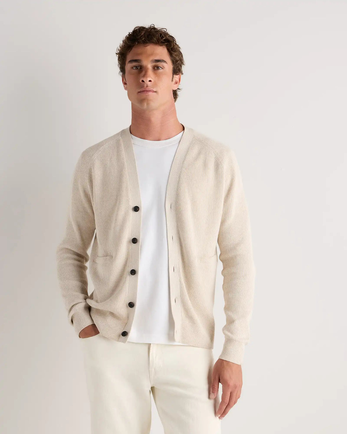 100% Organic Cotton Ribbed Cardigan