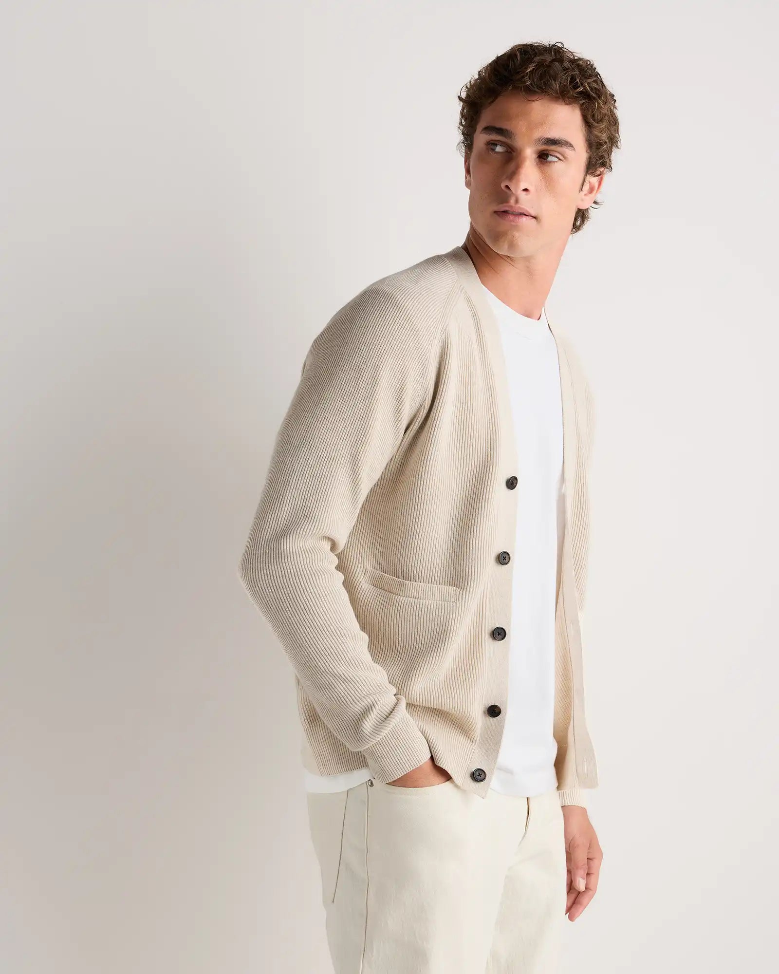 100% Organic Cotton Ribbed Cardigan