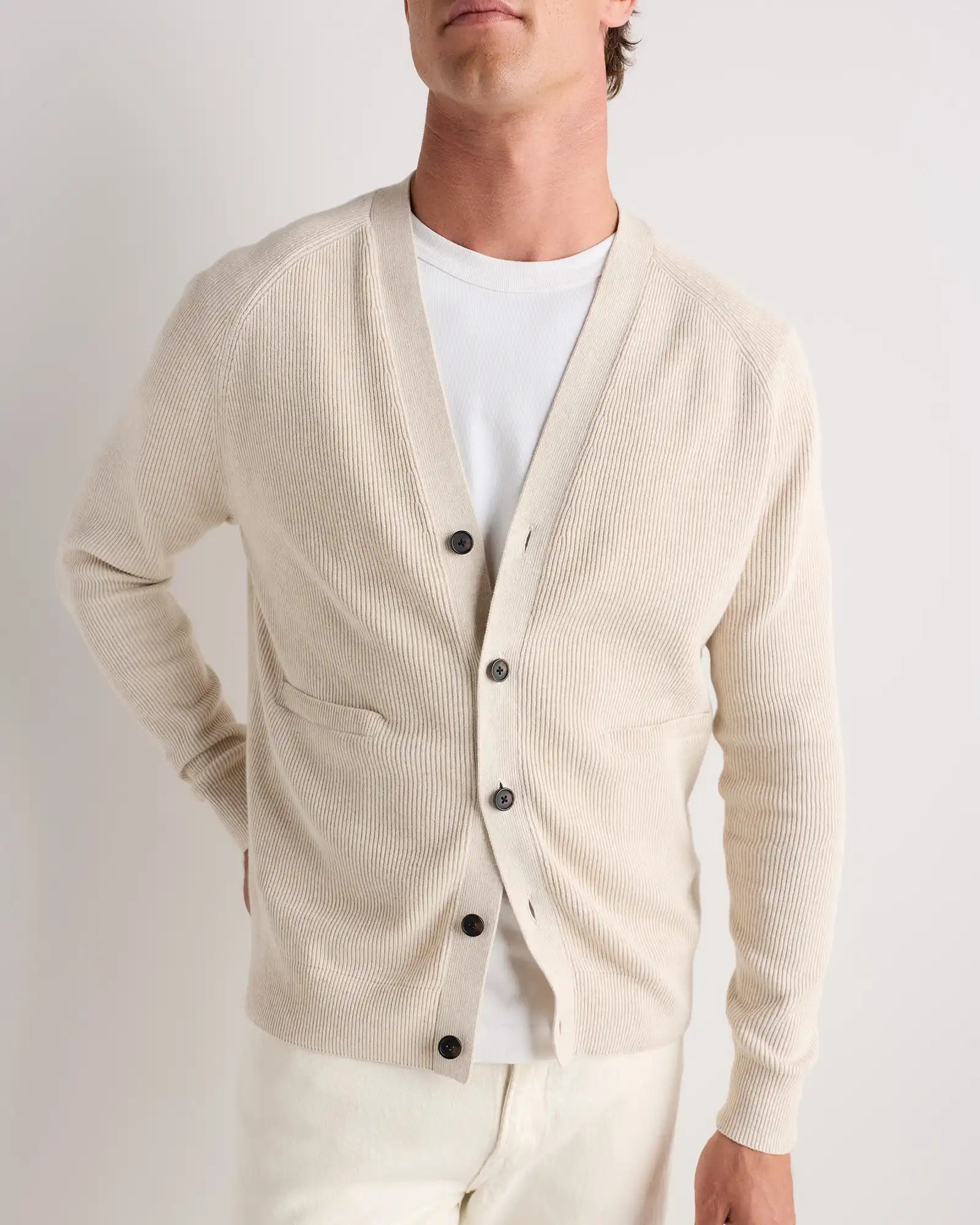 100% Organic Cotton Ribbed Cardigan