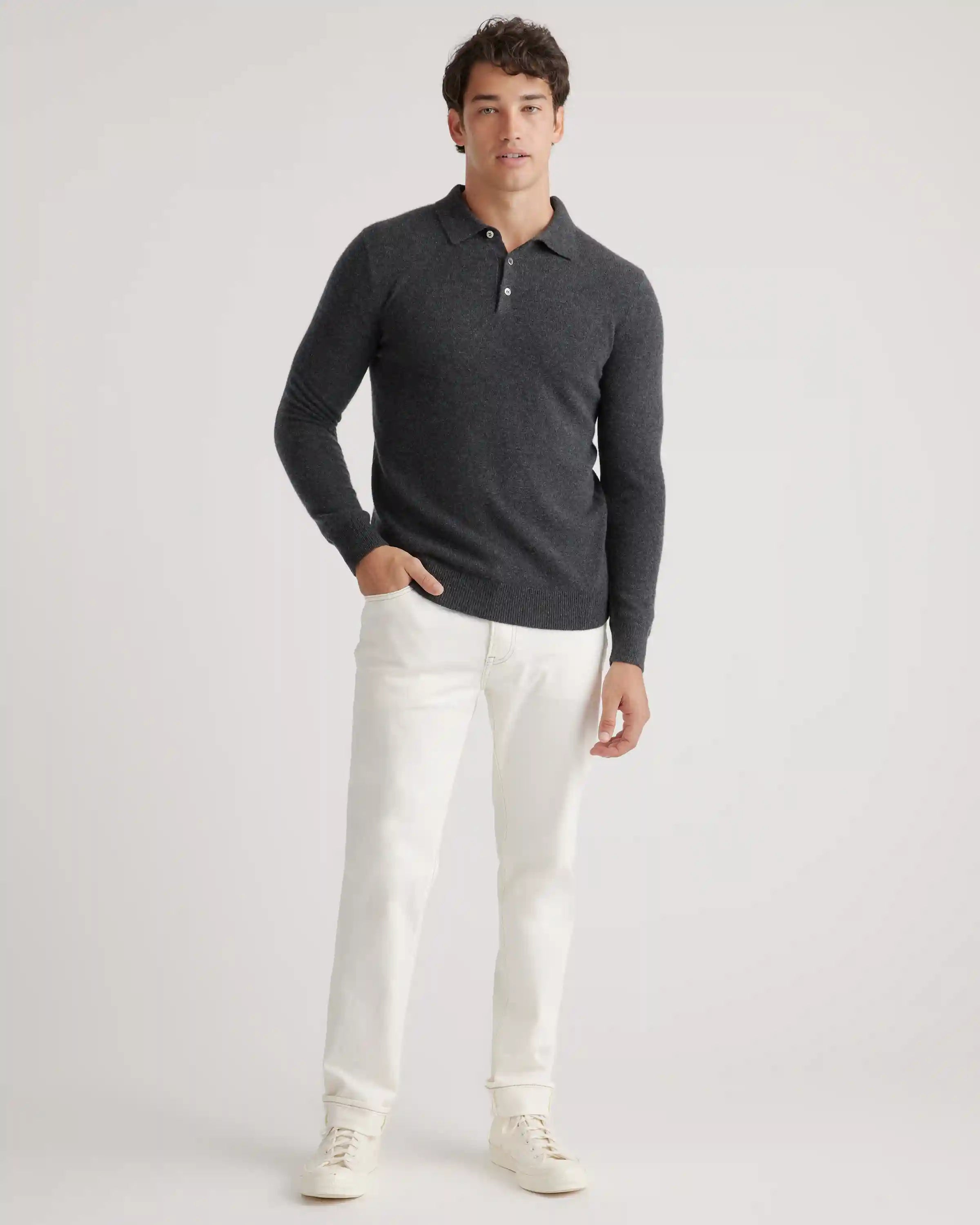 Mongolian Cashmere Polo Sweater