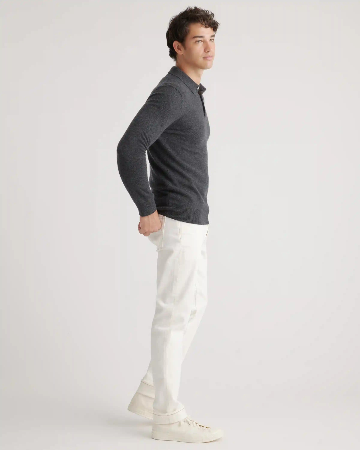Mongolian Cashmere Polo Sweater