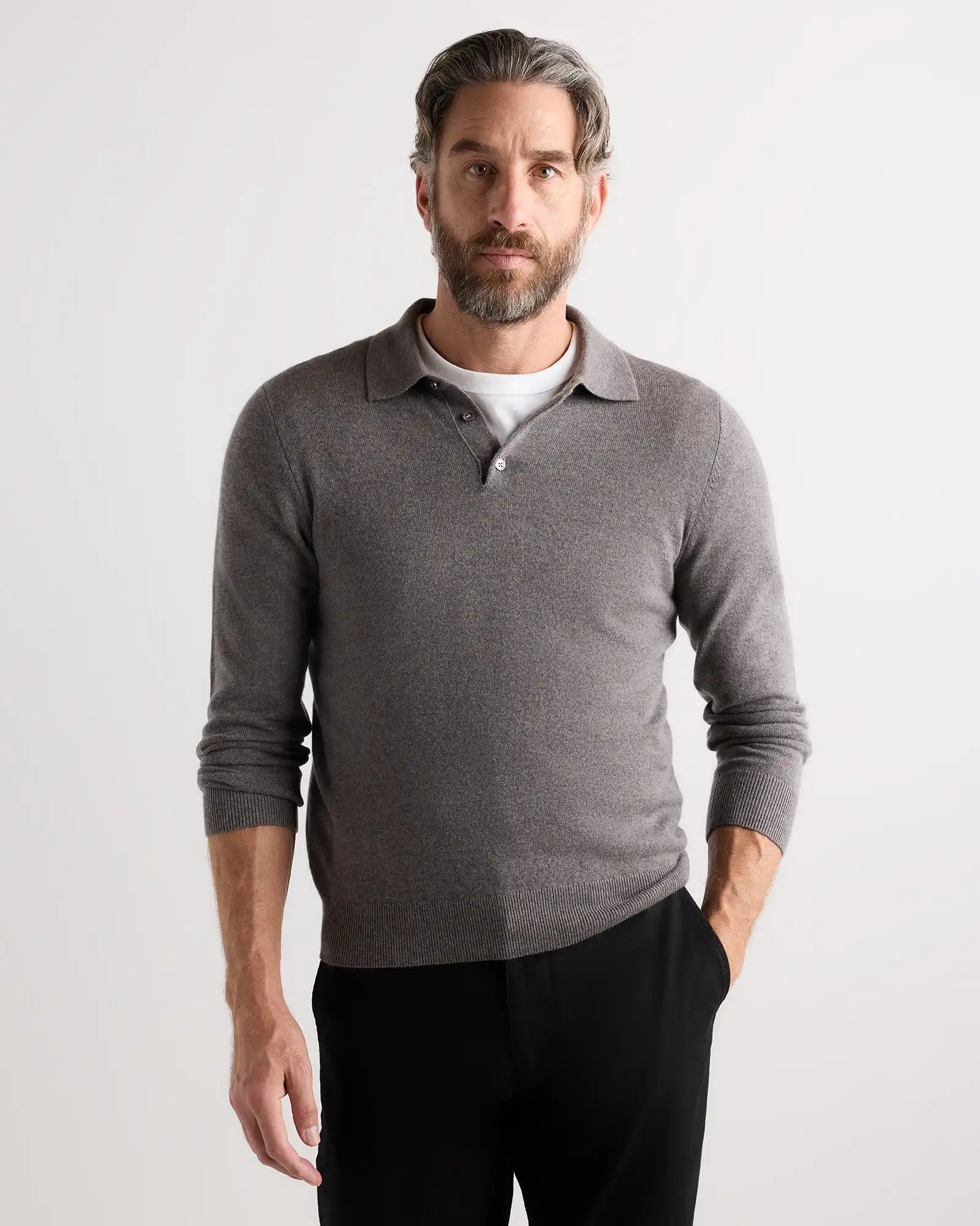 Mongolian Cashmere Polo Sweater