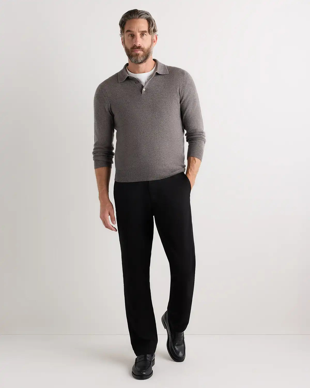 Mongolian Cashmere Polo Sweater