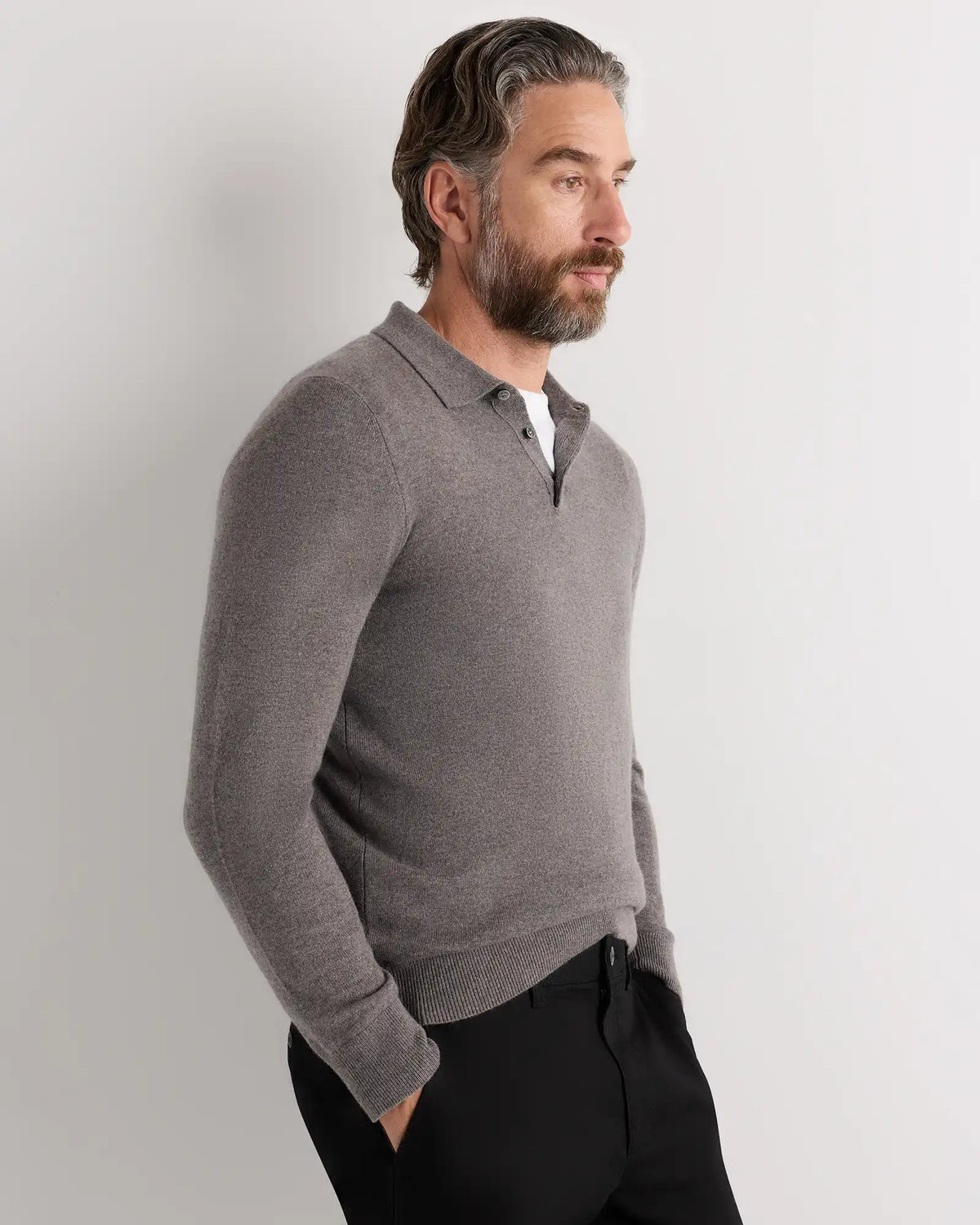 Mongolian Cashmere Polo Sweater
