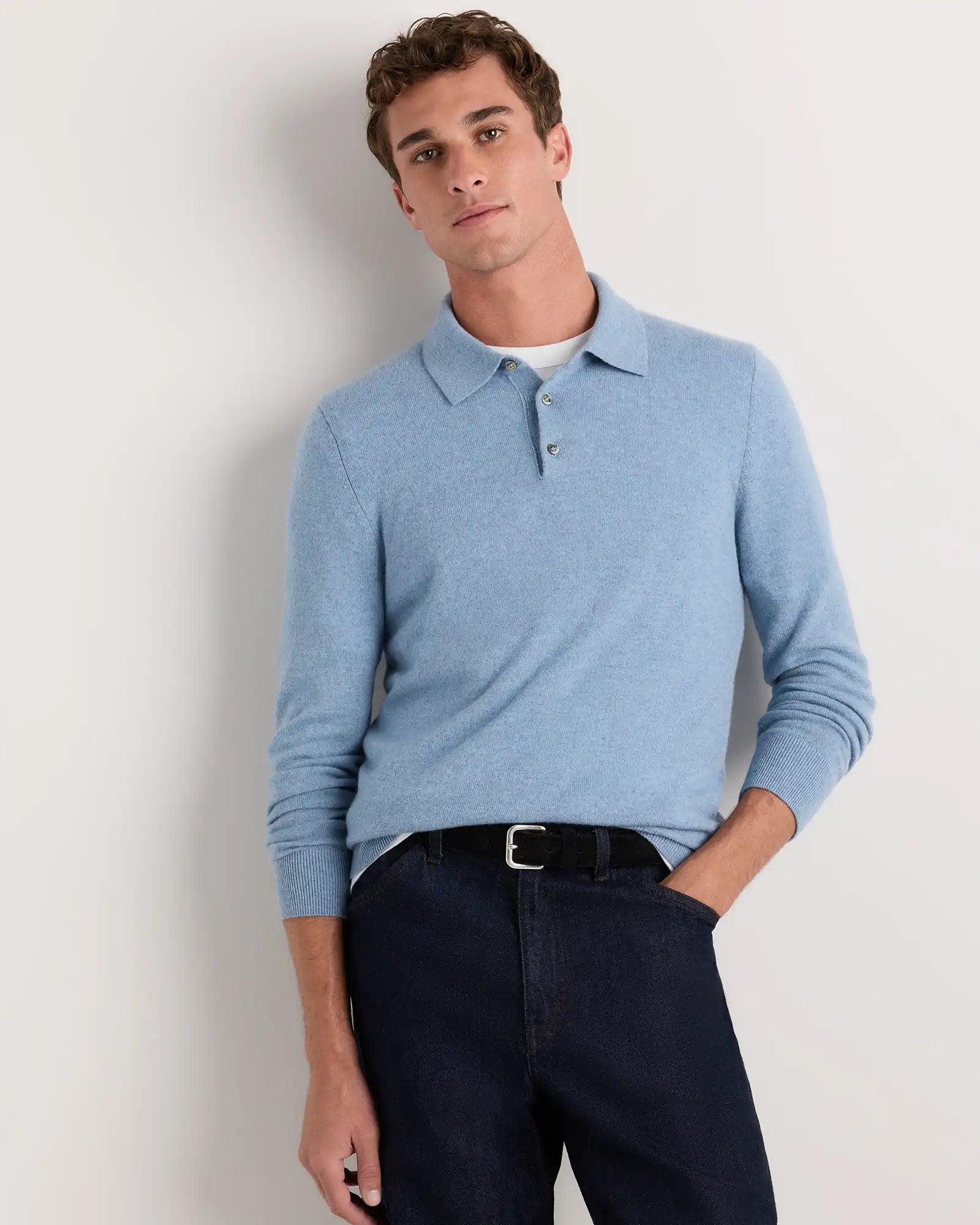 Mongolian Cashmere Polo Sweater