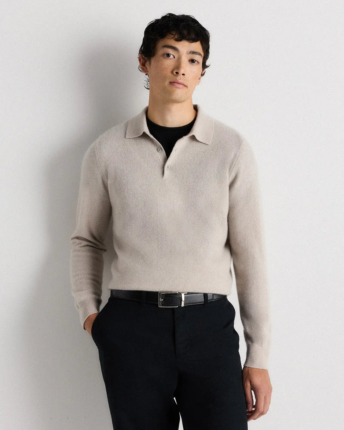Mongolian Cashmere Polo Sweater