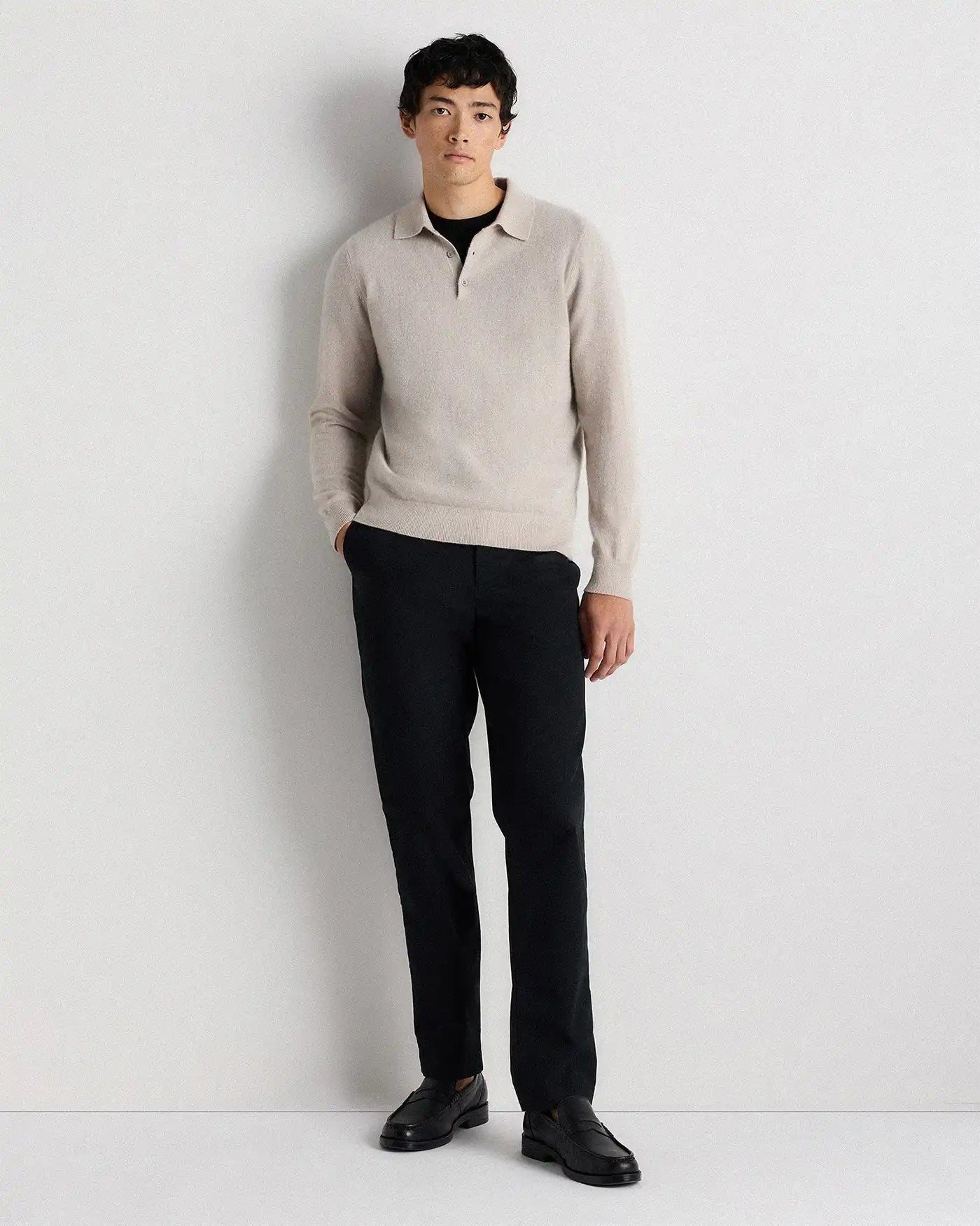 Mongolian Cashmere Polo Sweater