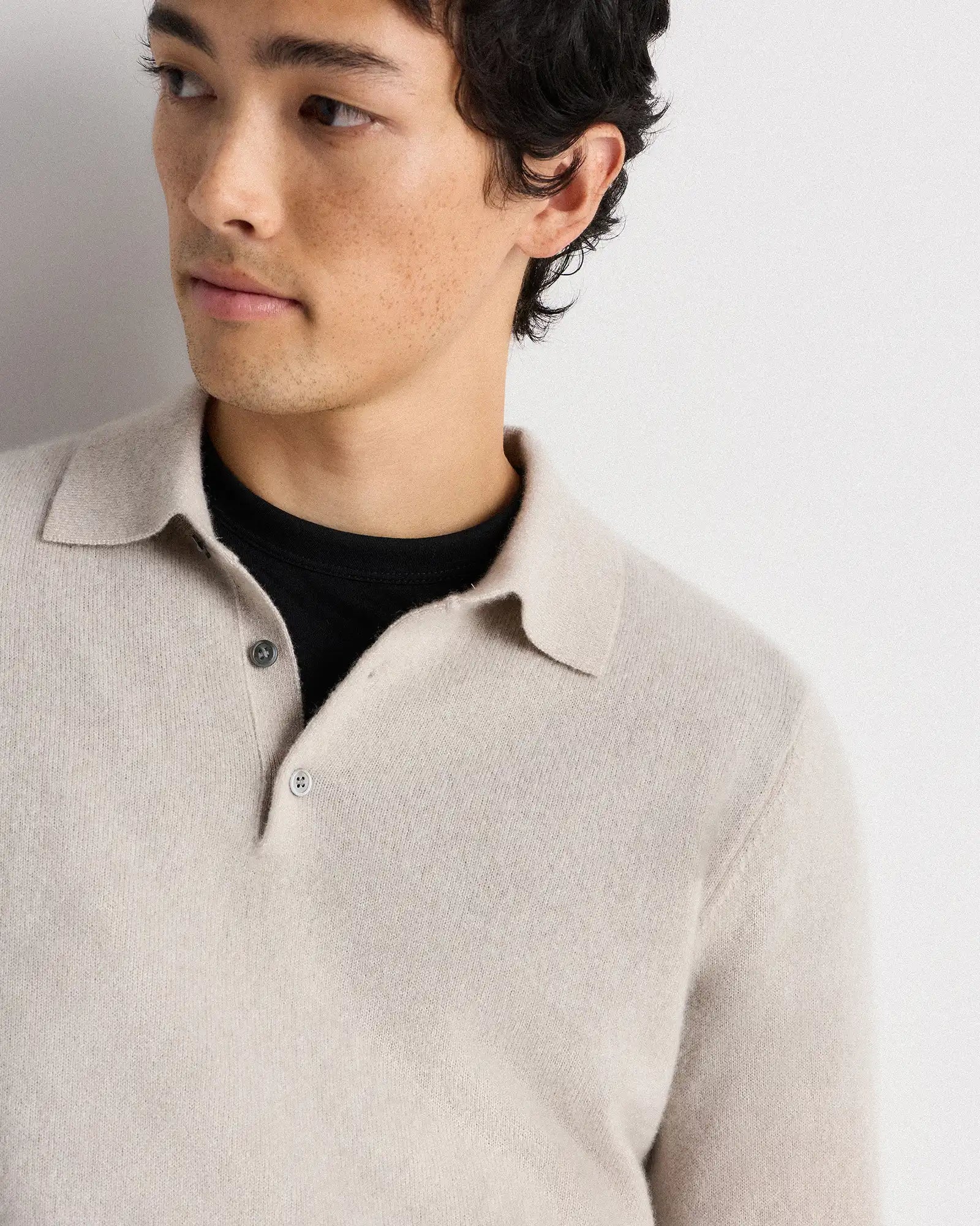 Mongolian Cashmere Polo Sweater