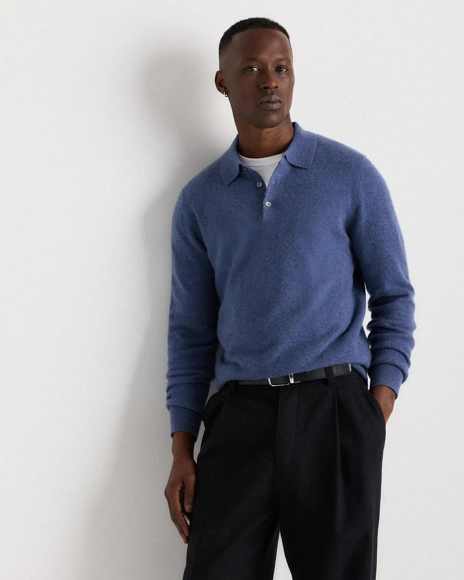 Mongolian Cashmere Polo Sweater