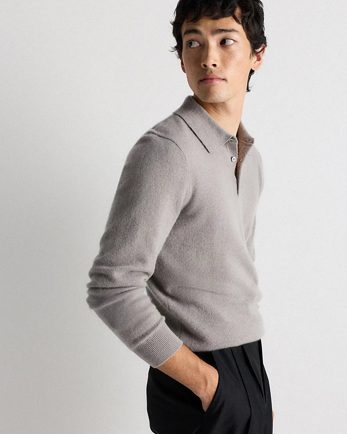 Mongolian Cashmere Polo Sweater