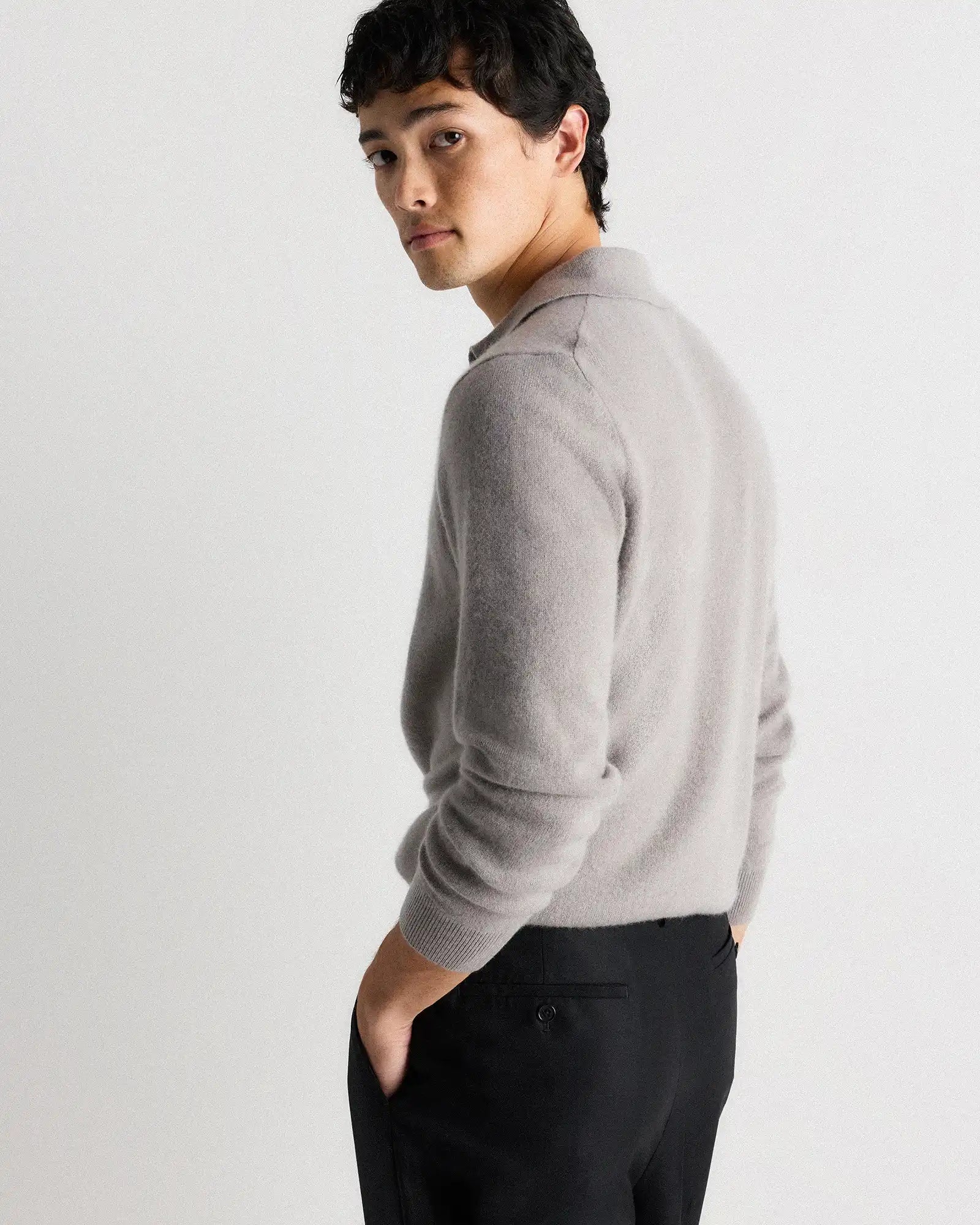 Mongolian Cashmere Polo Sweater