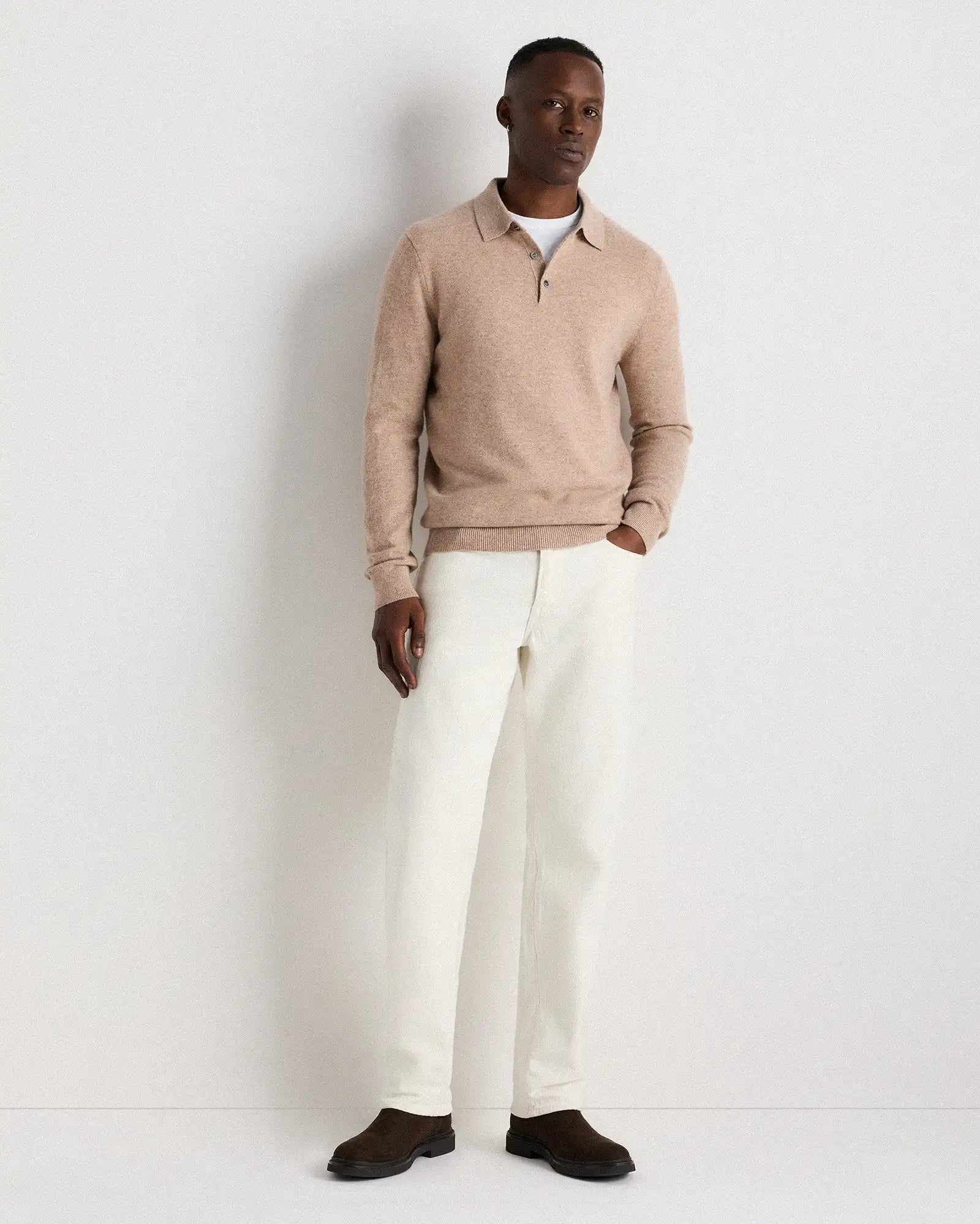 Mongolian Cashmere Polo Sweater