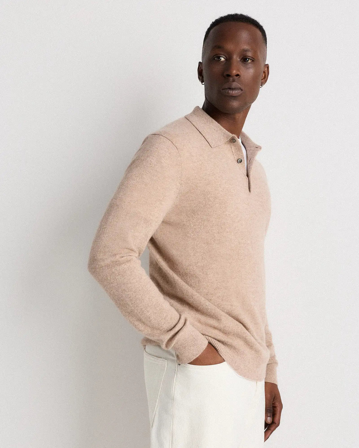 Mongolian Cashmere Polo Sweater