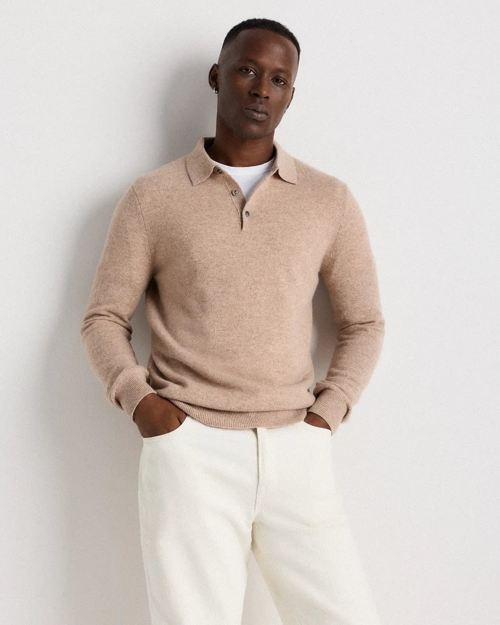 Mongolian Cashmere Polo Sweater