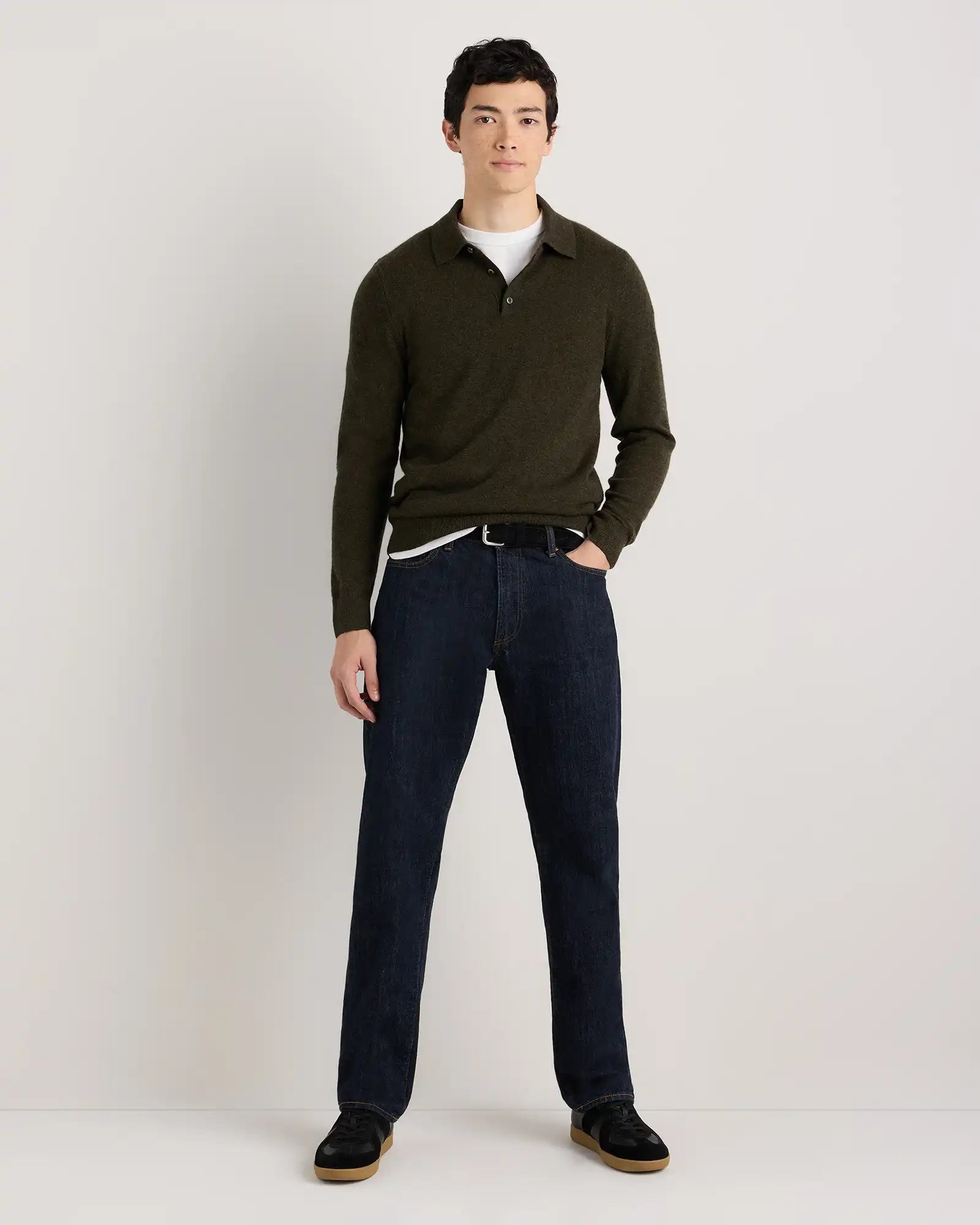 Mongolian Cashmere Polo Sweater