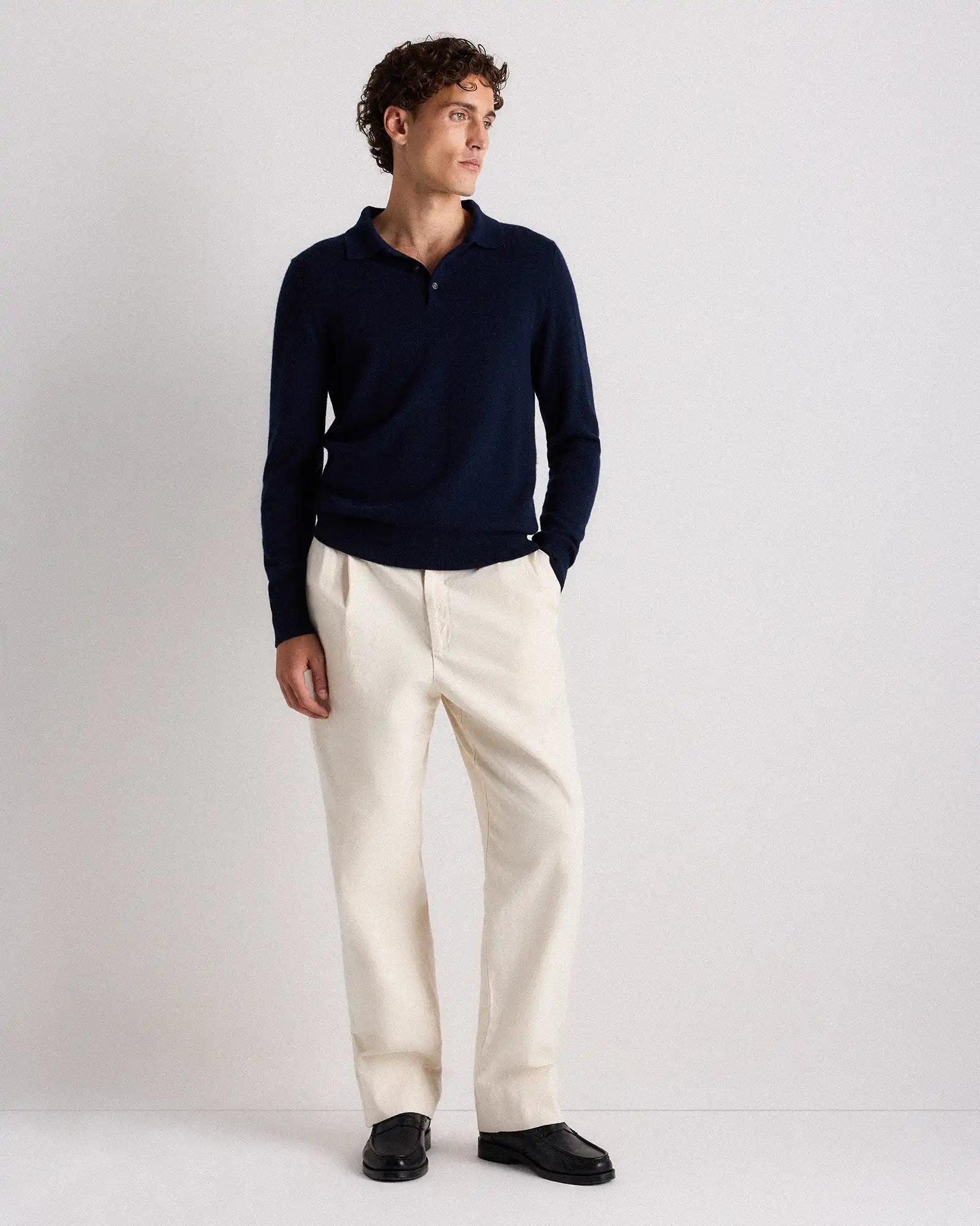 Mongolian Cashmere Polo Sweater