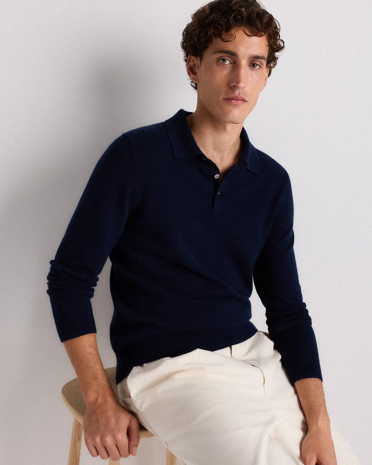 Mongolian Cashmere Polo Sweater