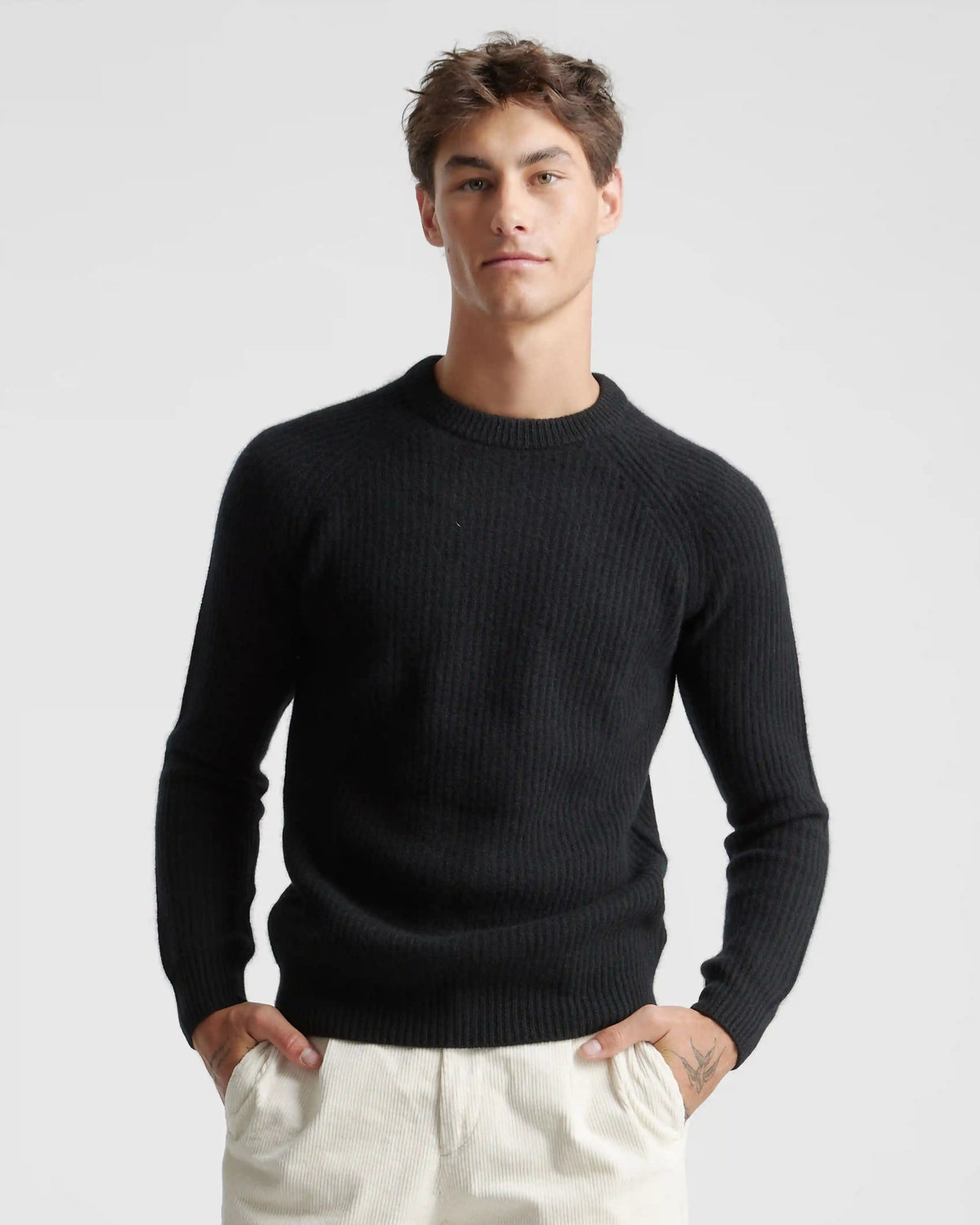 Mongolian Spring Cashmere Fisherman Crewneck Sweater