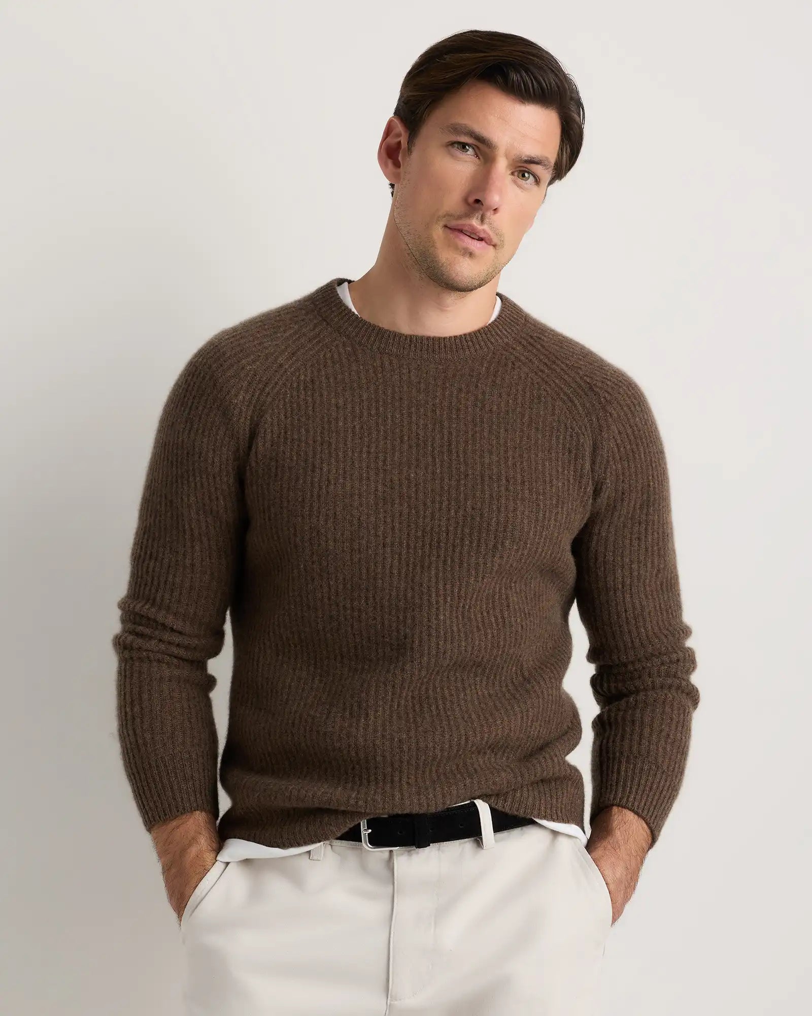 Mongolian Cashmere Fisherman Crewneck Sweater