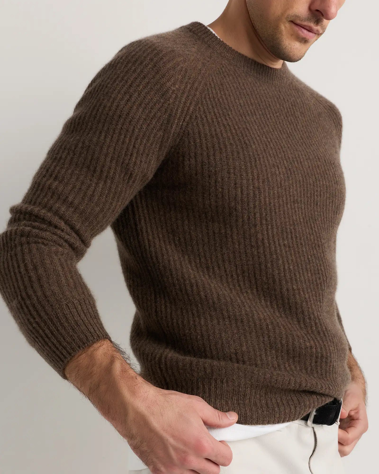 Mongolian Cashmere Fisherman Crewneck Sweater