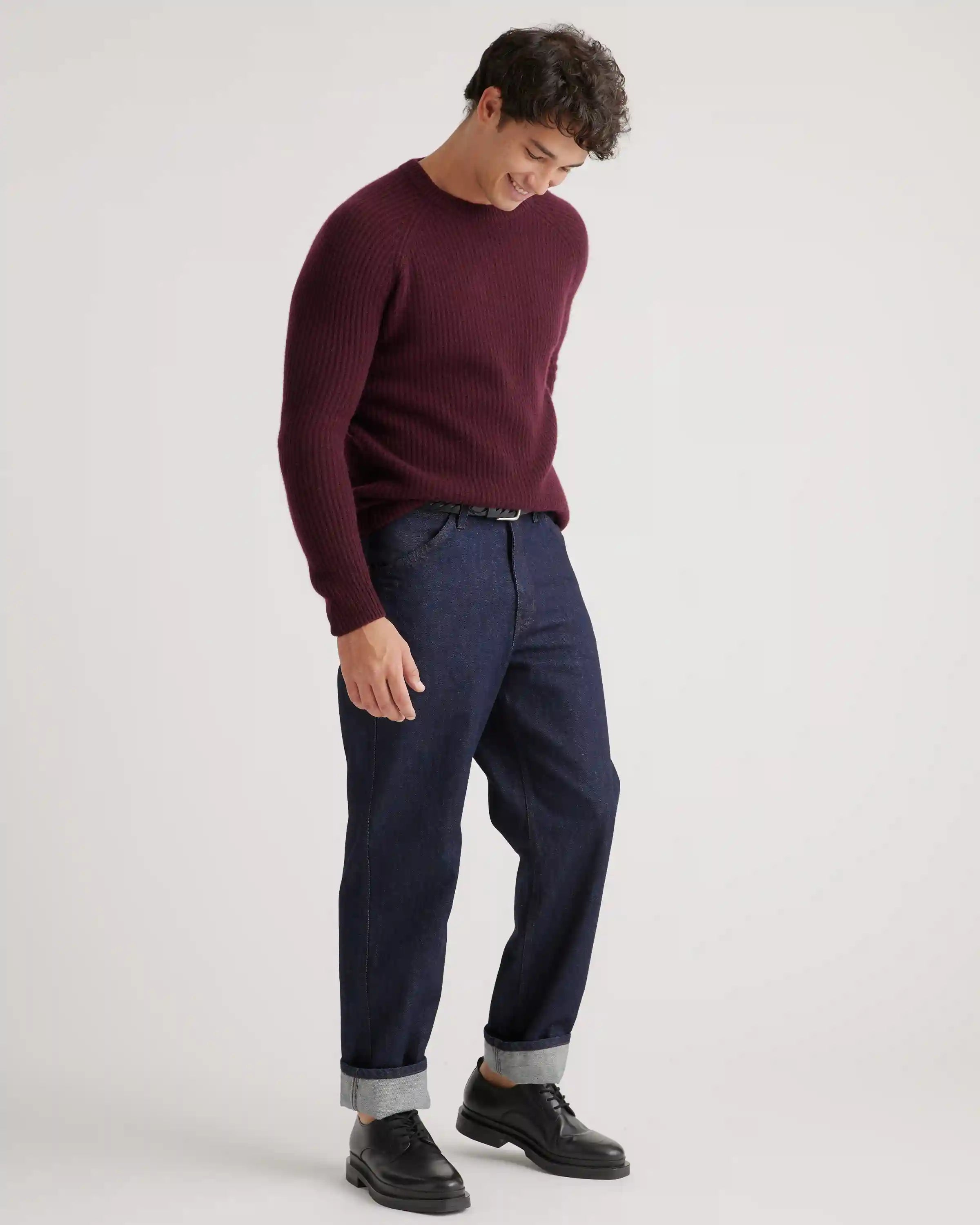 Mongolian Cashmere Fisherman Crewneck Sweater