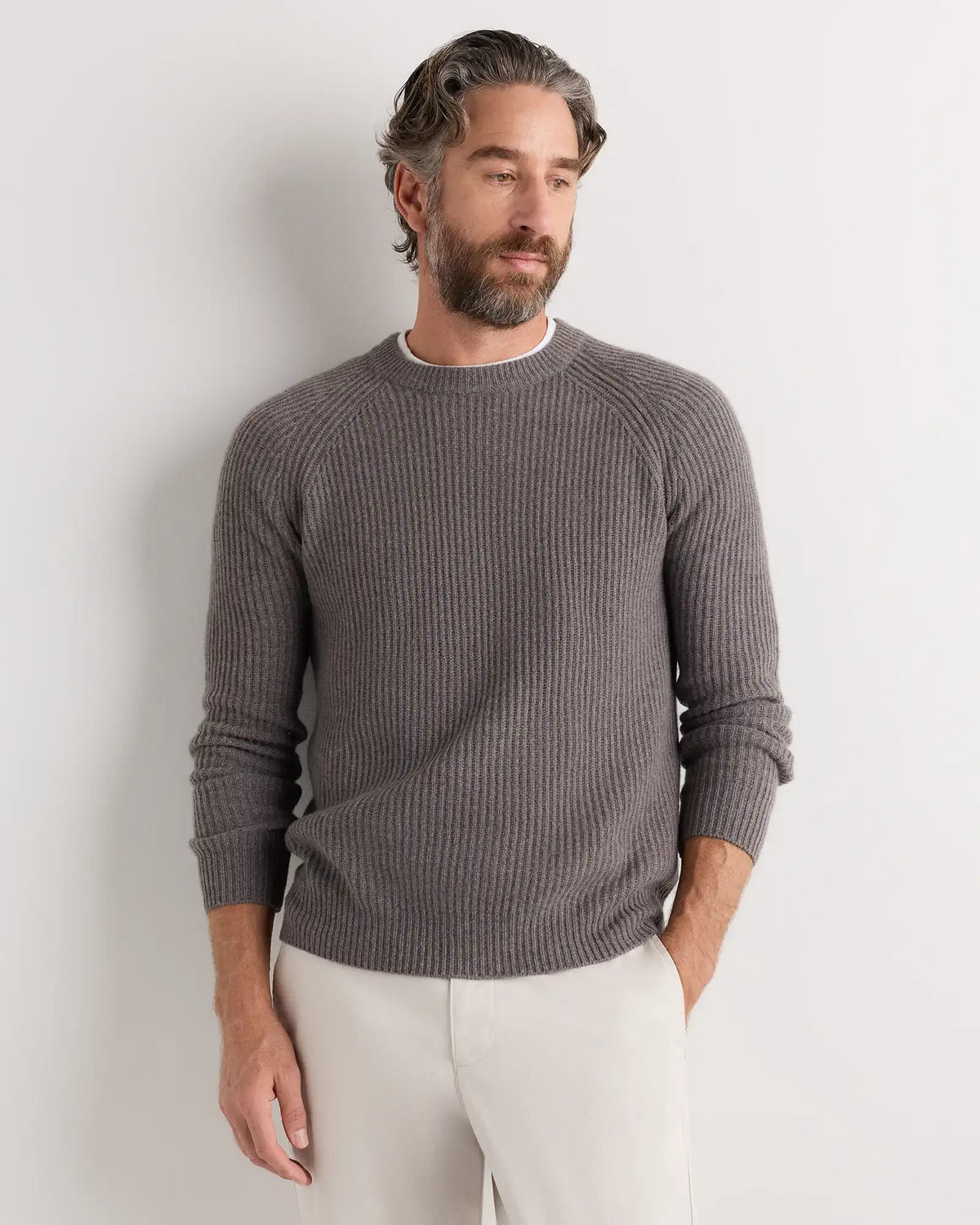 Mongolian Cashmere Fisherman Crewneck Sweater