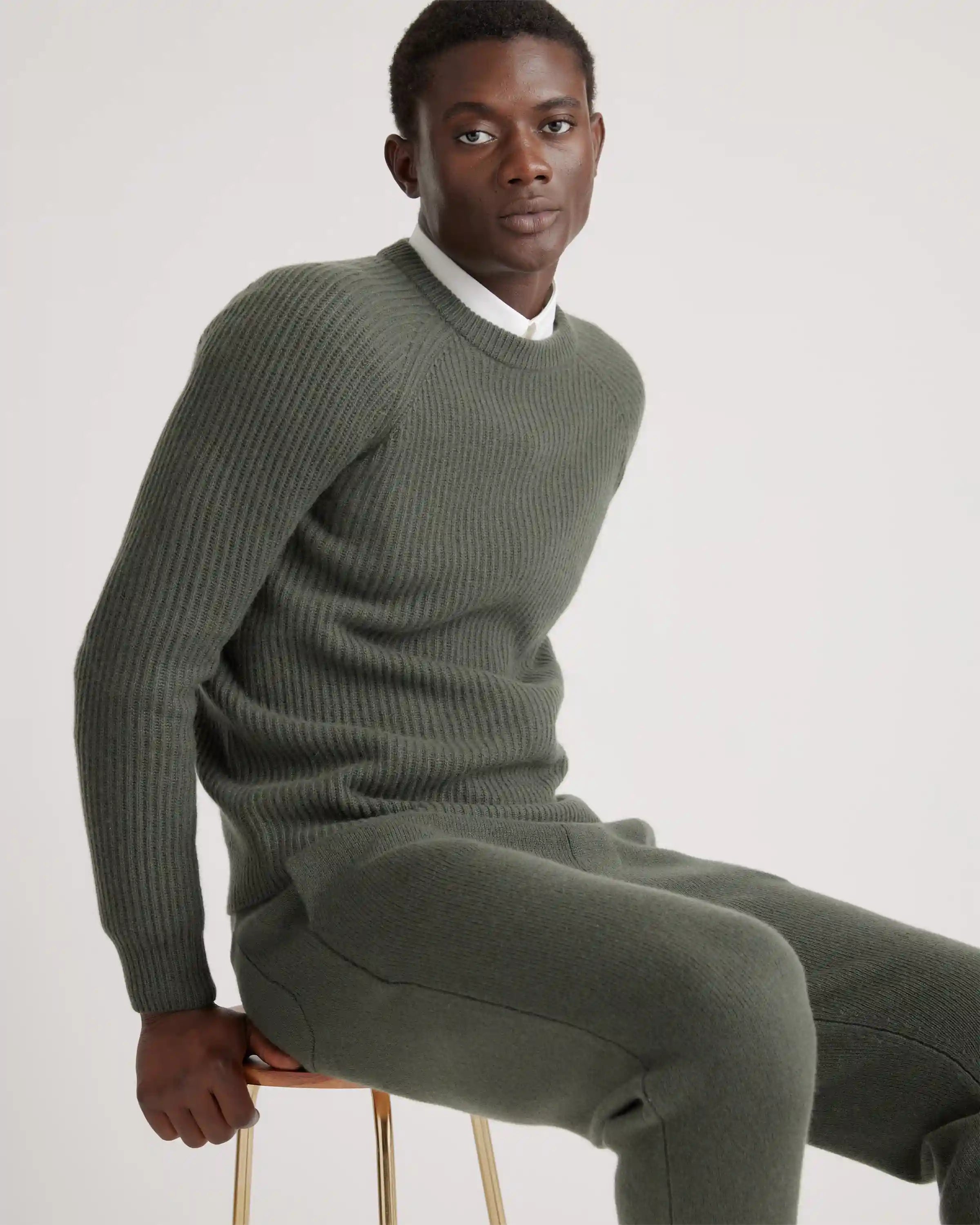 Mongolian Cashmere Fisherman Crewneck Sweater
