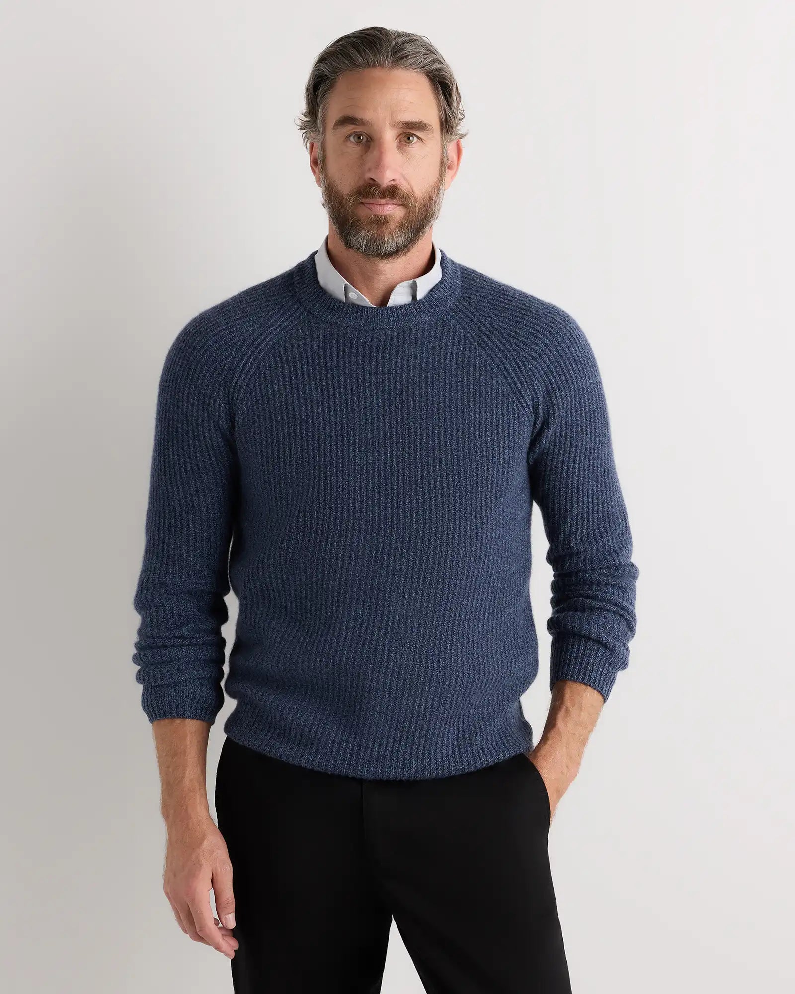 Mongolian Cashmere Fisherman Crewneck Sweater