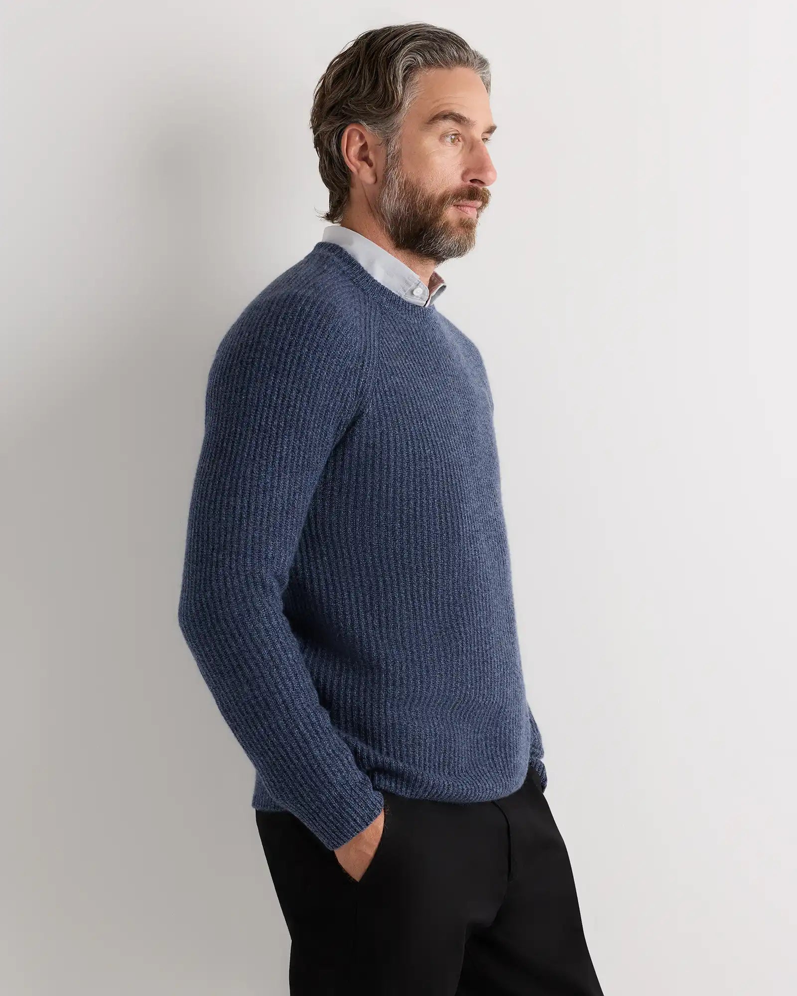 Mongolian Cashmere Fisherman Crewneck Sweater