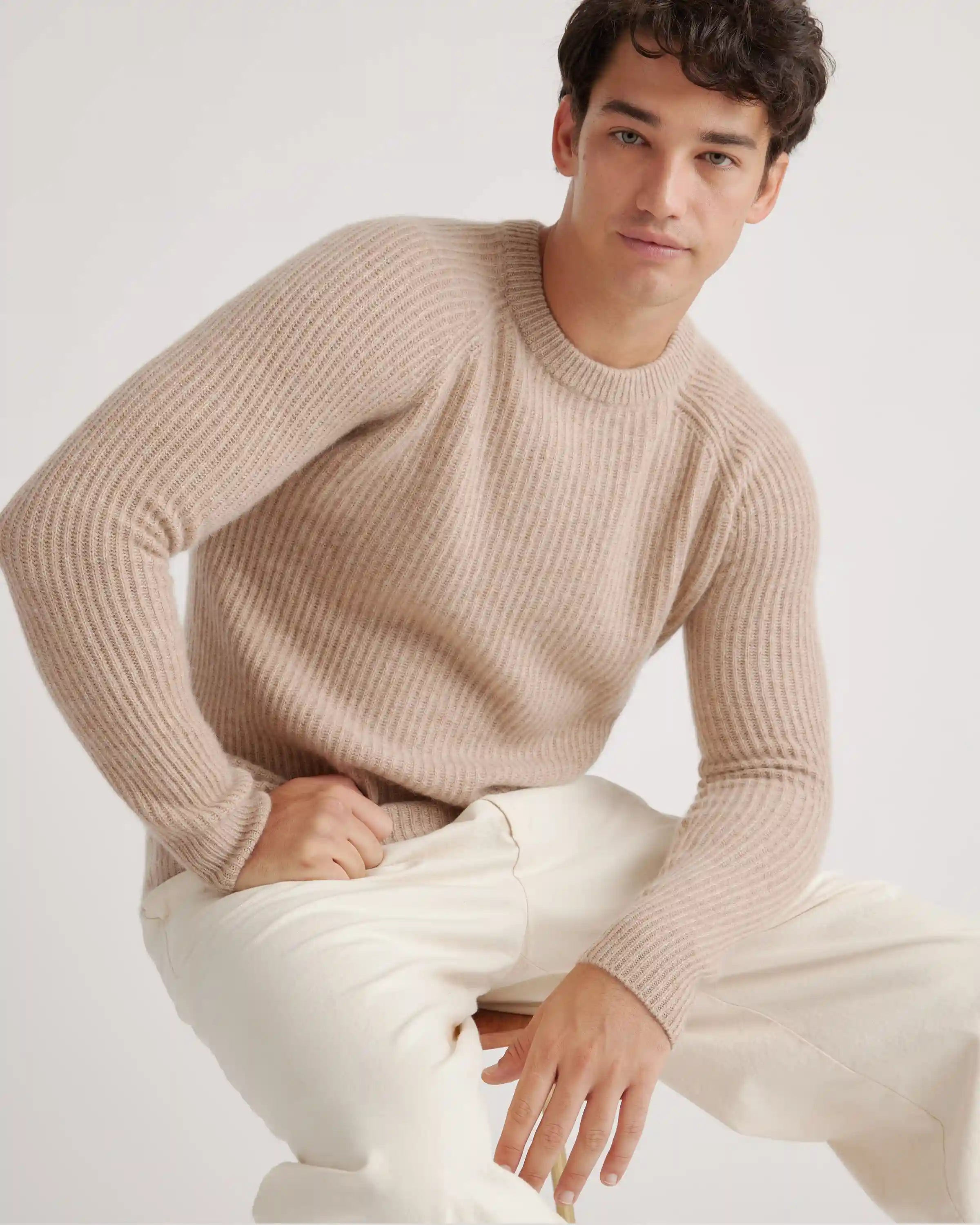 Mongolian Cashmere Fisherman Crewneck Sweater