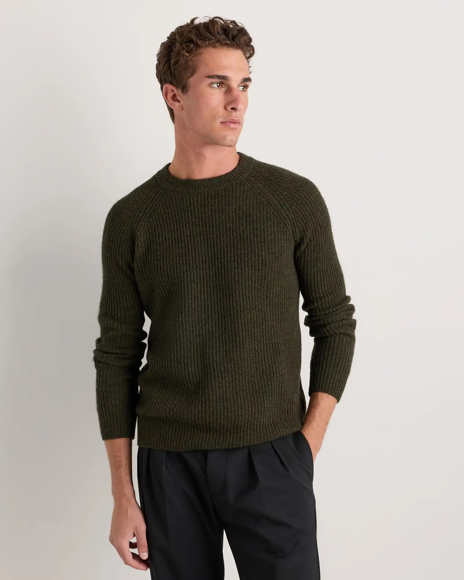 Mongolian Cashmere Fisherman Crewneck Sweater
