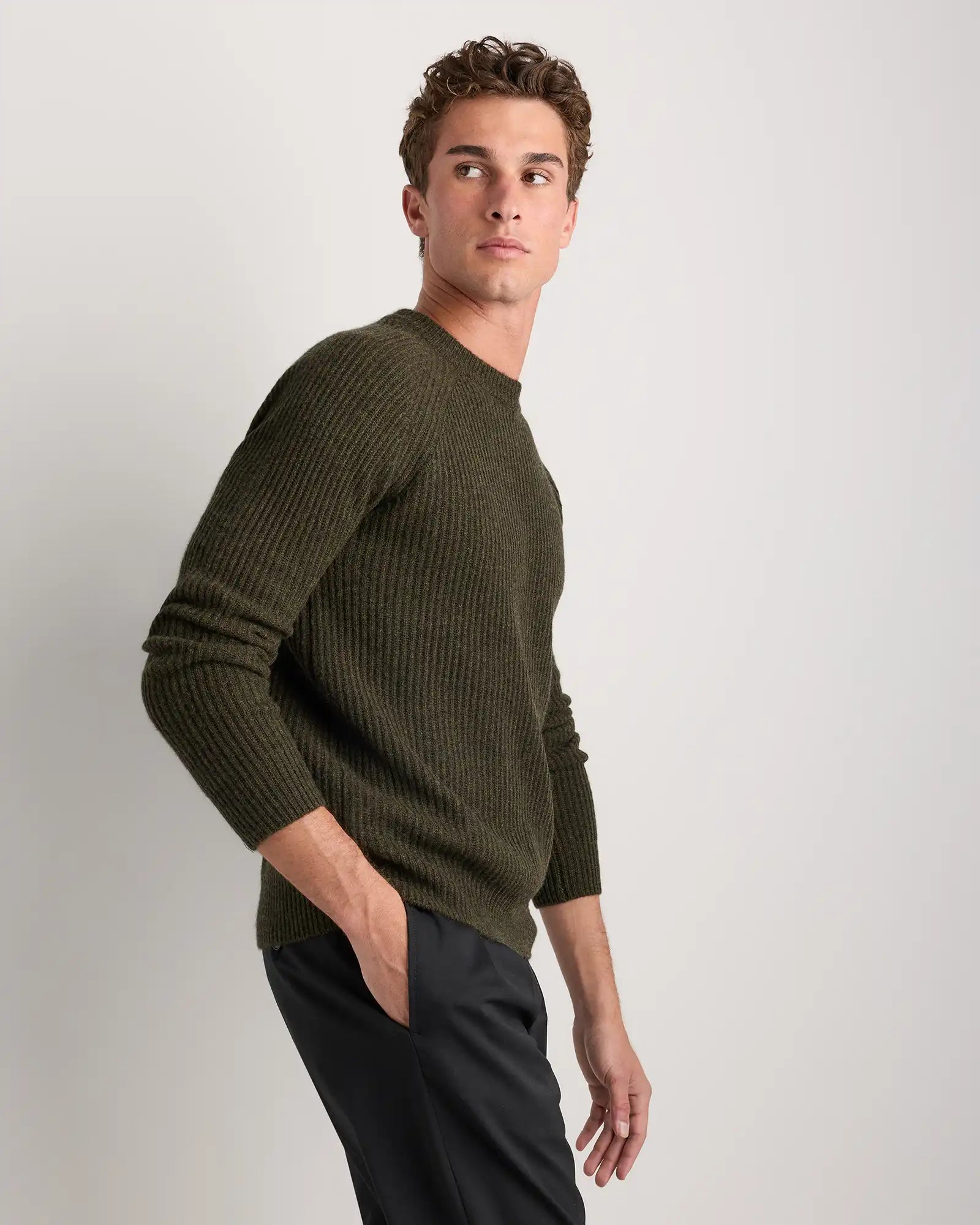 Mongolian Cashmere Fisherman Crewneck Sweater